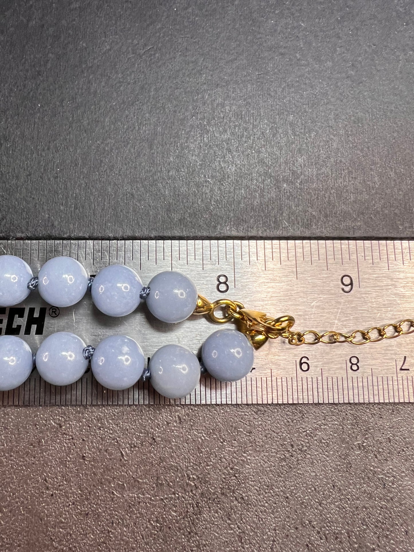 NEW Angelite beaded 18-20 inch necklace with vermeil yellow gold clasp