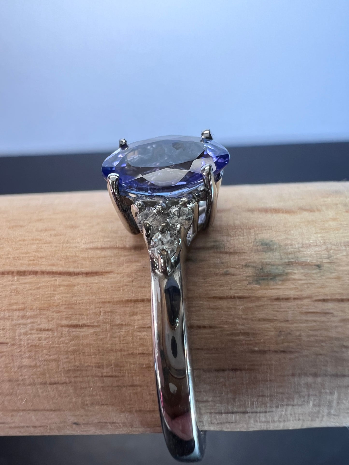 Tanzanite, Cambodian Zircon Ring in Platinum Over Sterling Silver, Fashion Rings For Women 1.10 ctw size 9