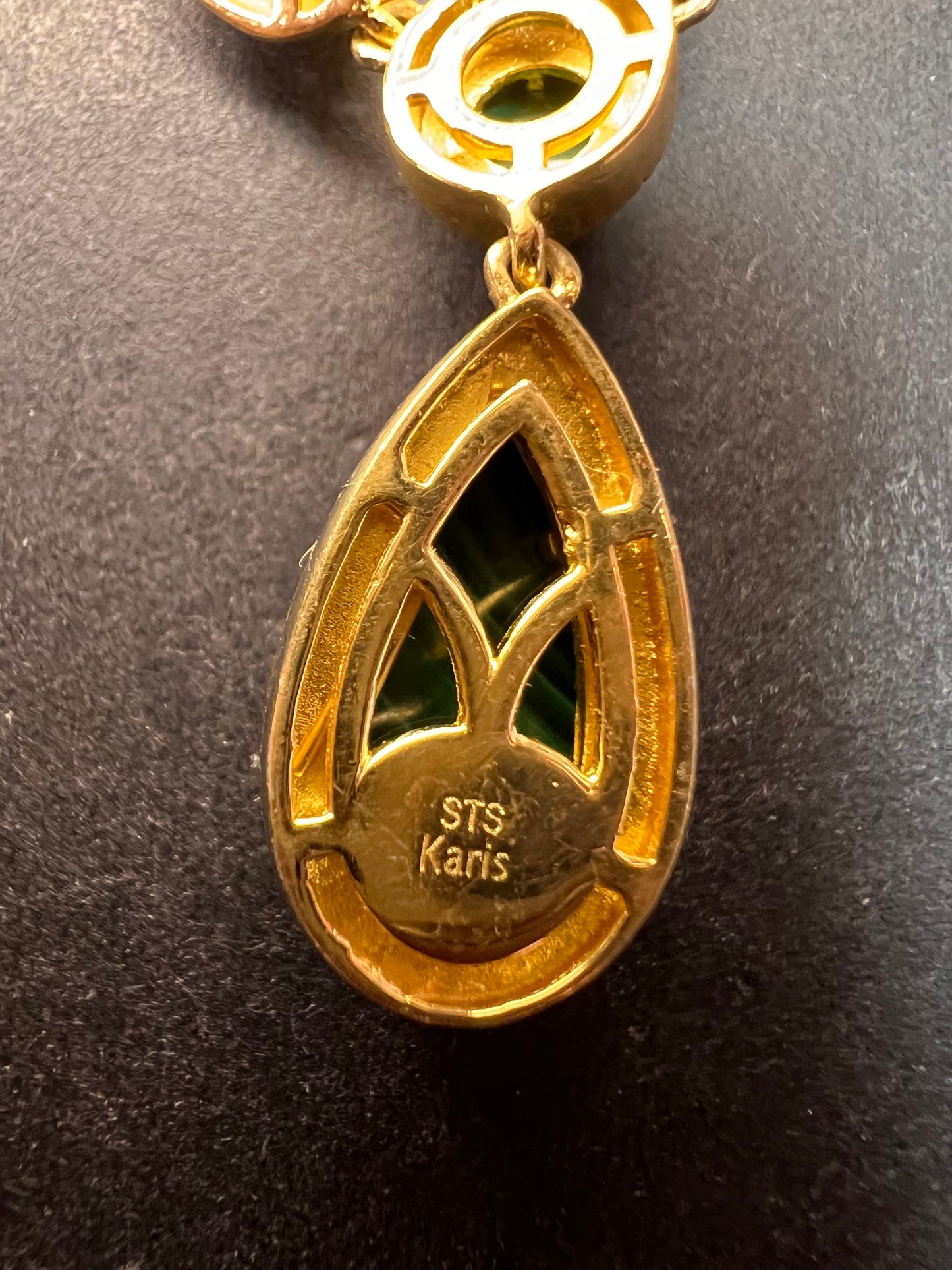 NEW Malachite necklace in yellow gold over brass 18-22inch