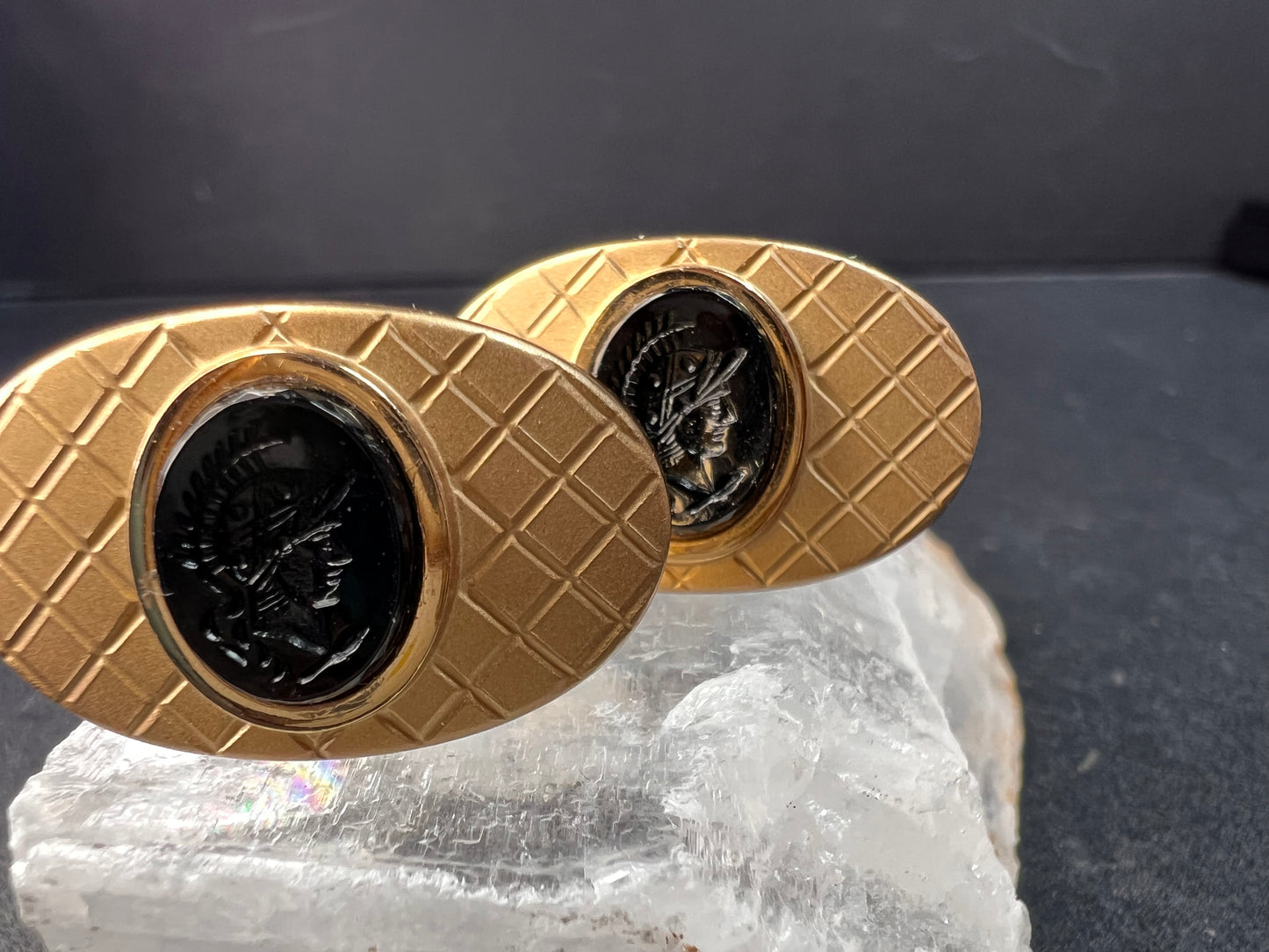 Vintage MCM Swank Gold Tone Centurion Cameo Cufflinks