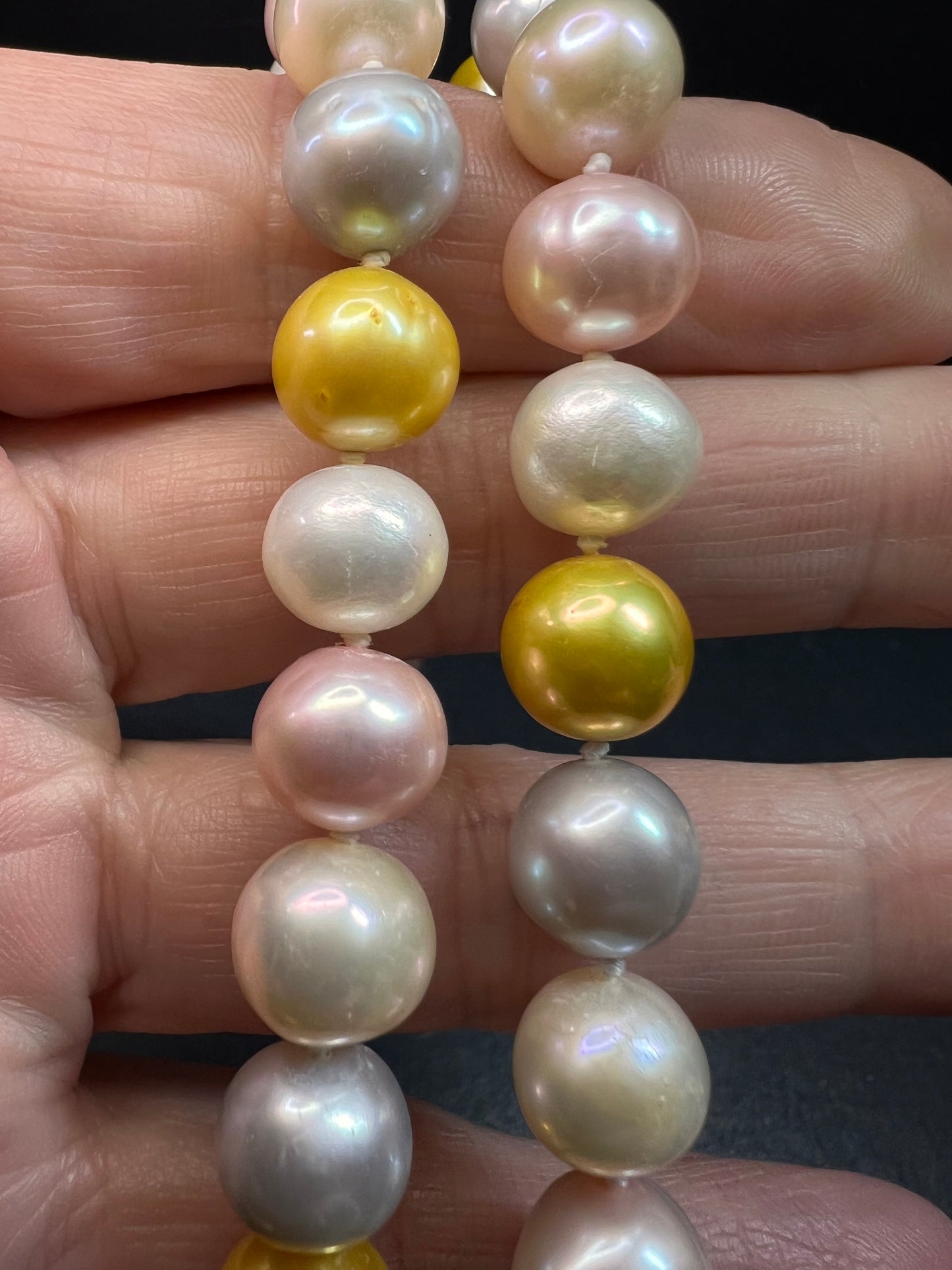 Multicolor Cultured Pearl Necklace 18” 925 WW Sterling Toggle Clasp