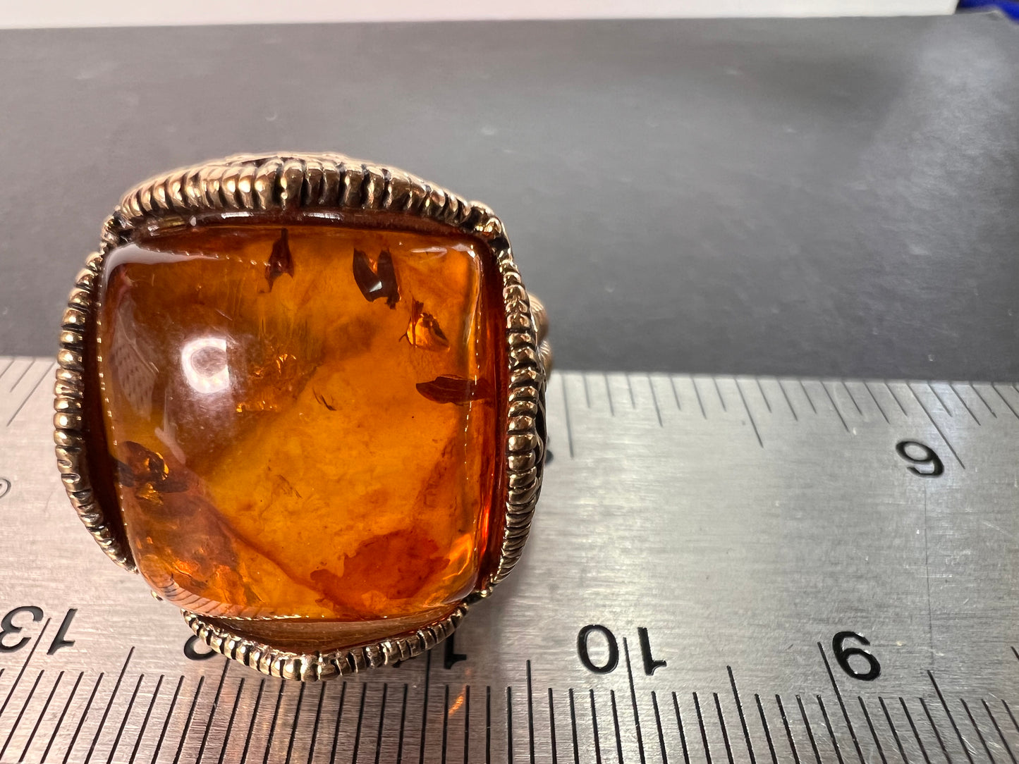 Designer Barse amber brass ring size 9