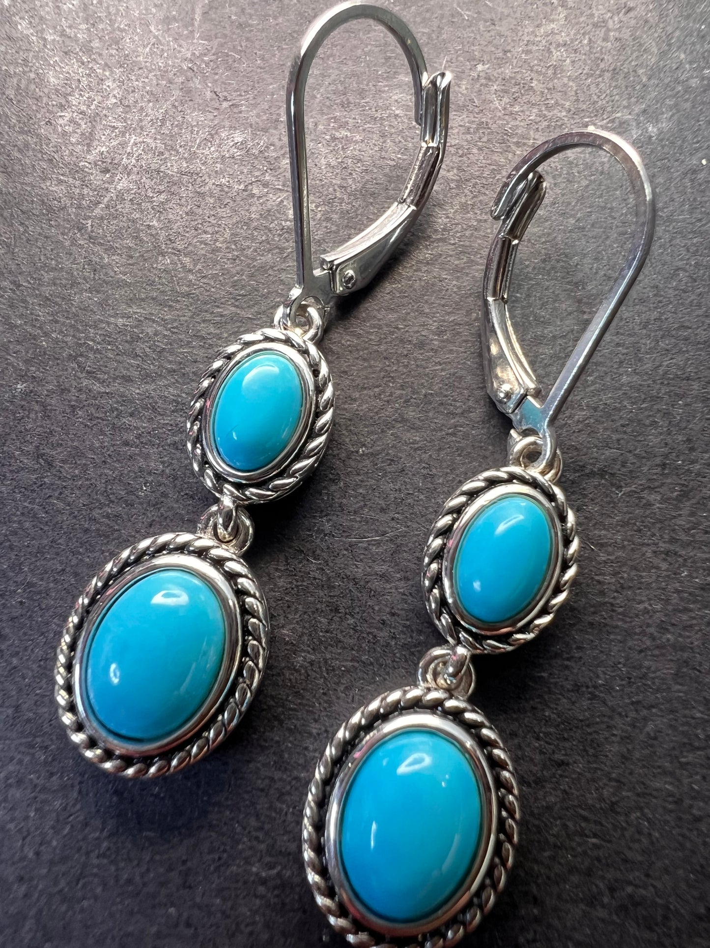 Blue Sleeping Beauty Turquoise Rhodium Over Sterling Silver Earrings