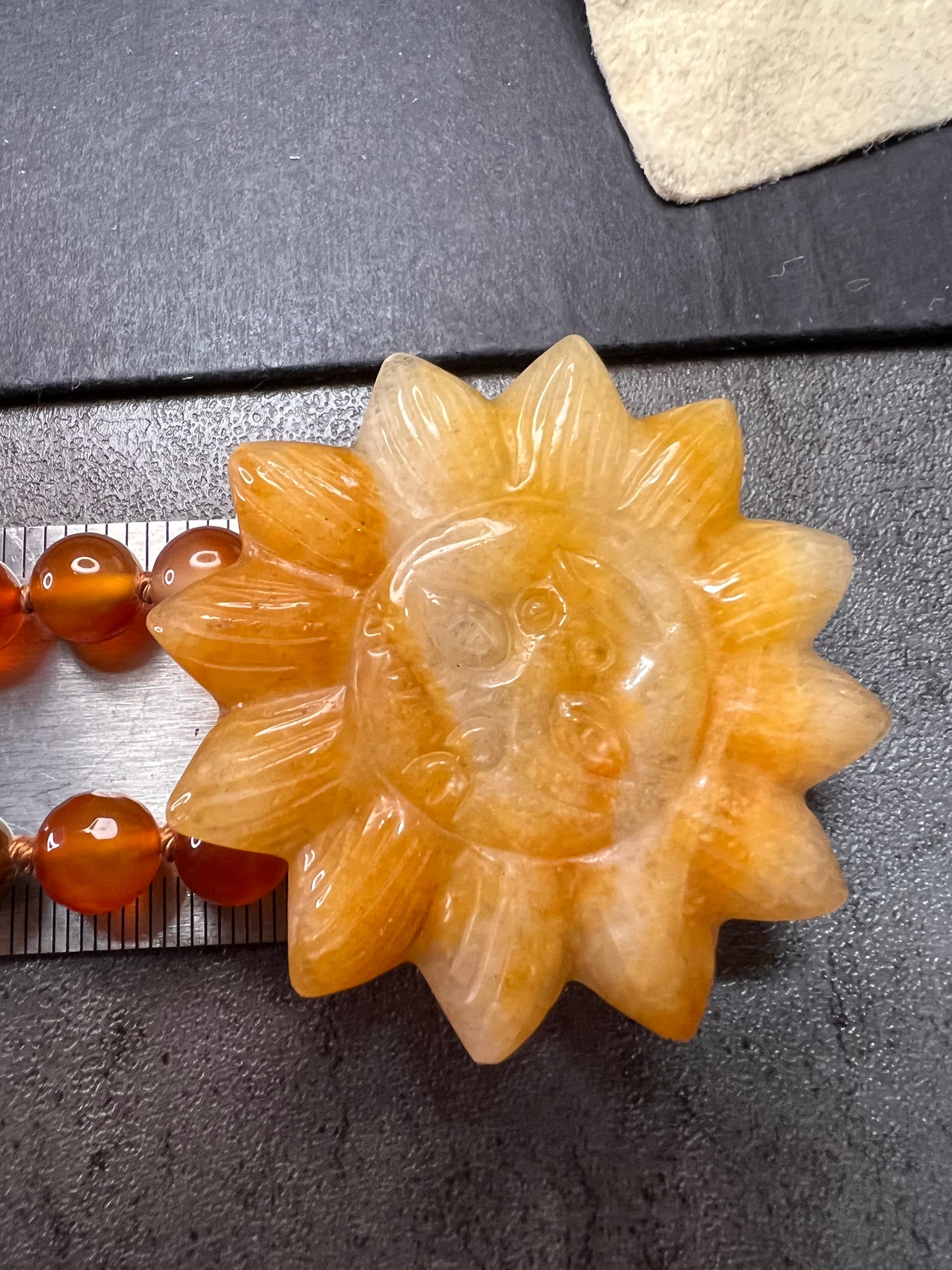 NEW carnelian multi stone sunface knotted necklace