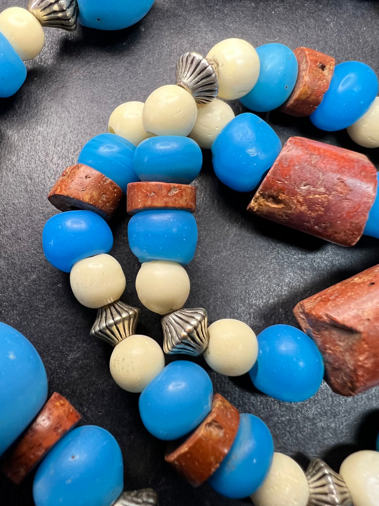 Vintage African Trade Bead Necklace | Large Glass & Ceramic Beads | 24”