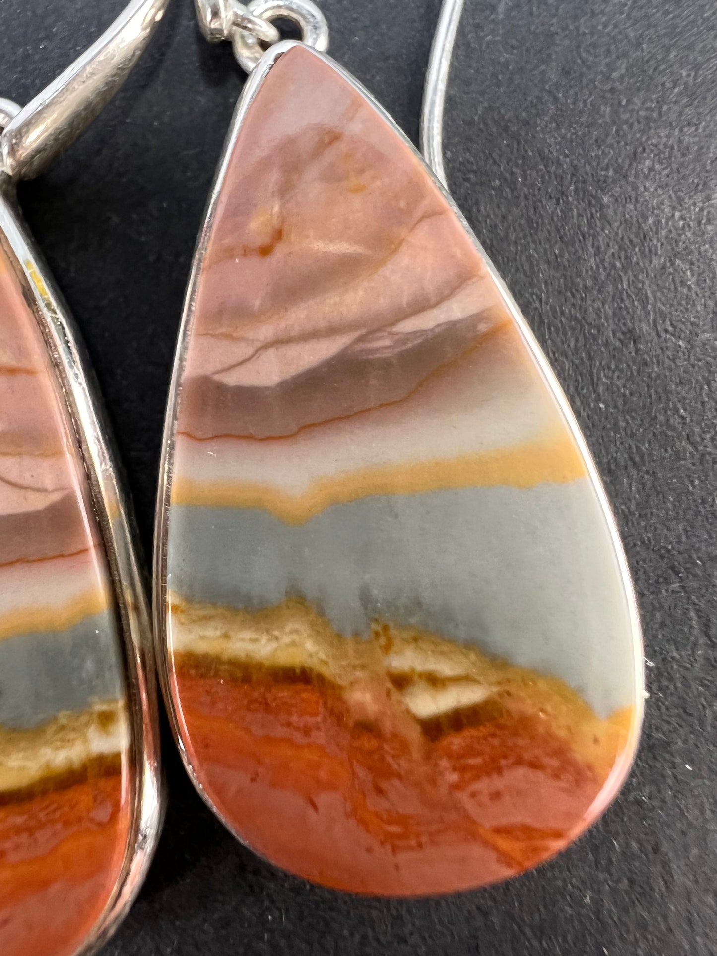 NEW Polychrome Jasper teardrop sterling silver dangle earrings 11.37 grams