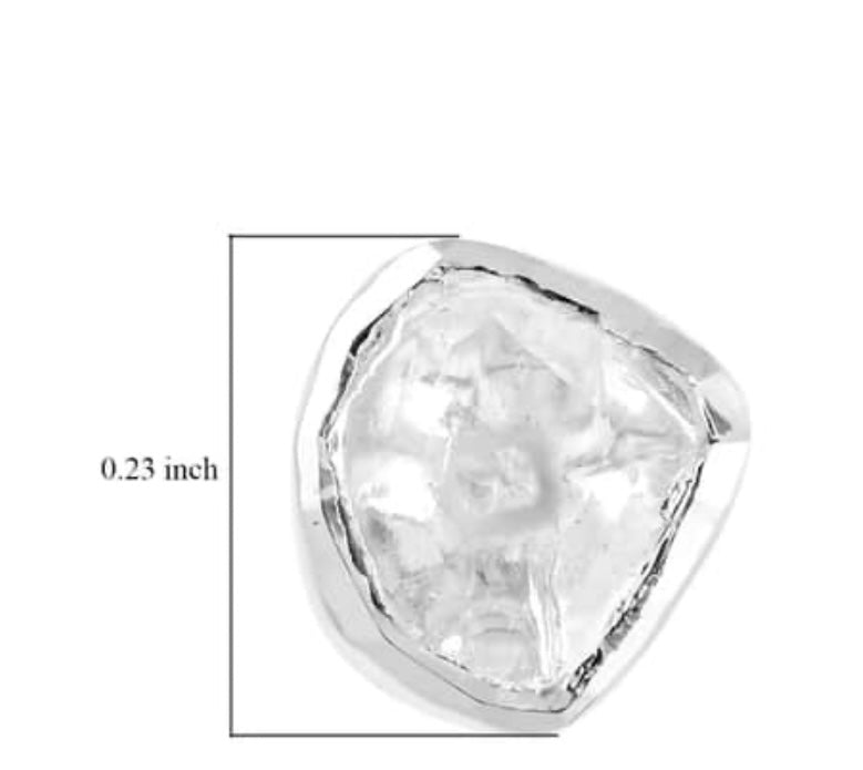 Natural uncut polki diamond .50 ctw solitaire stud earrings in sterling silver *NEW*