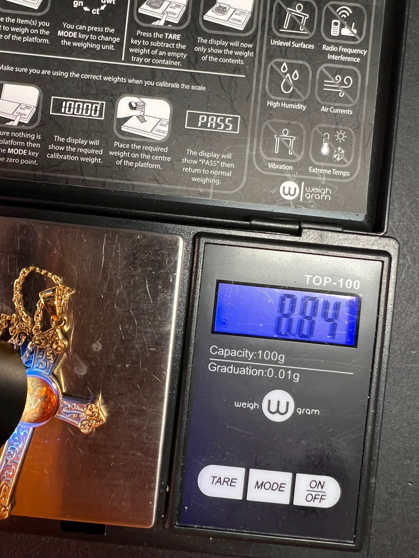 NEW Baltic Amber cross pendant in gold over sterling silver