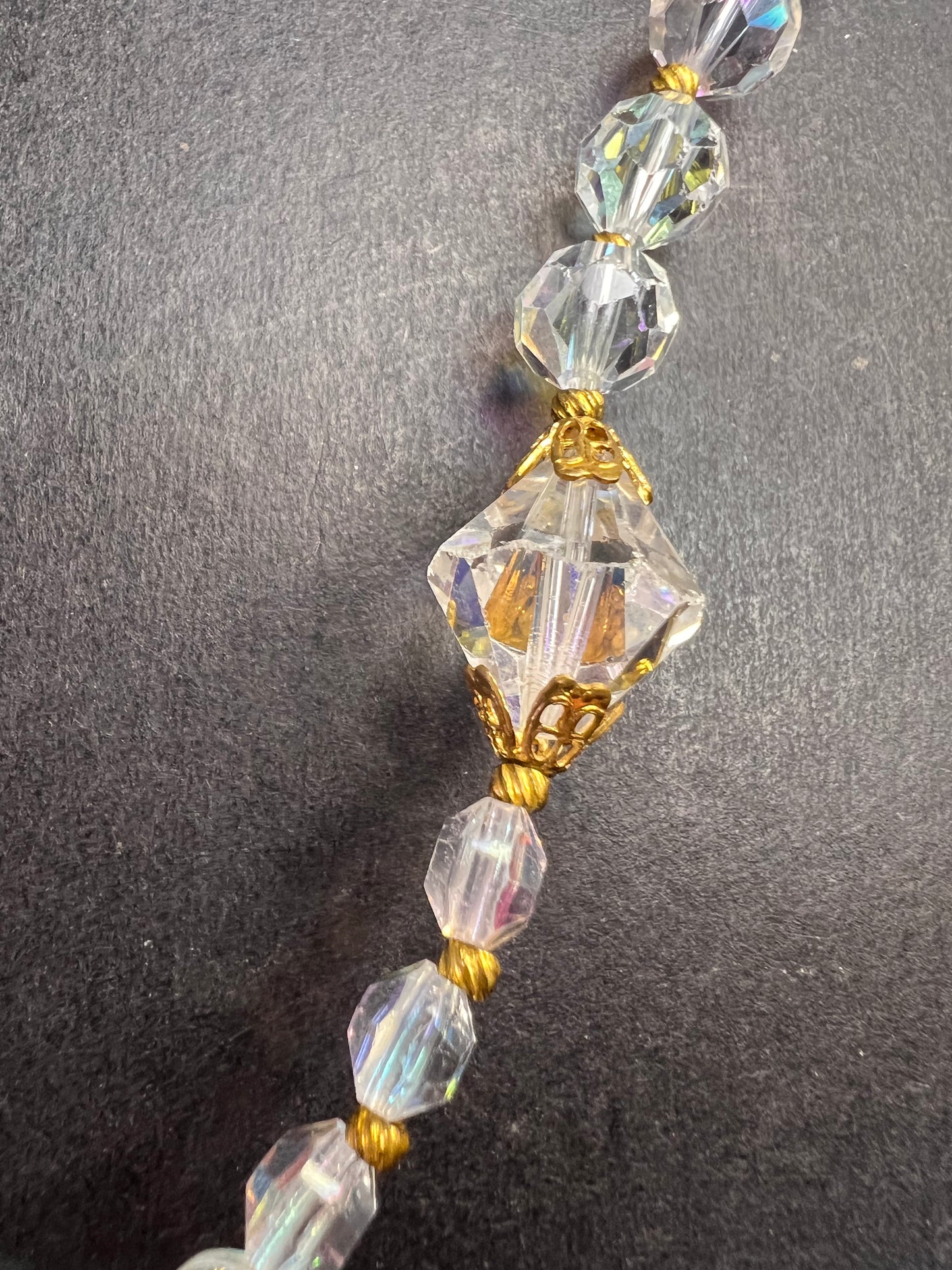 Vintage Aurora Borealis crystal beaded necklace