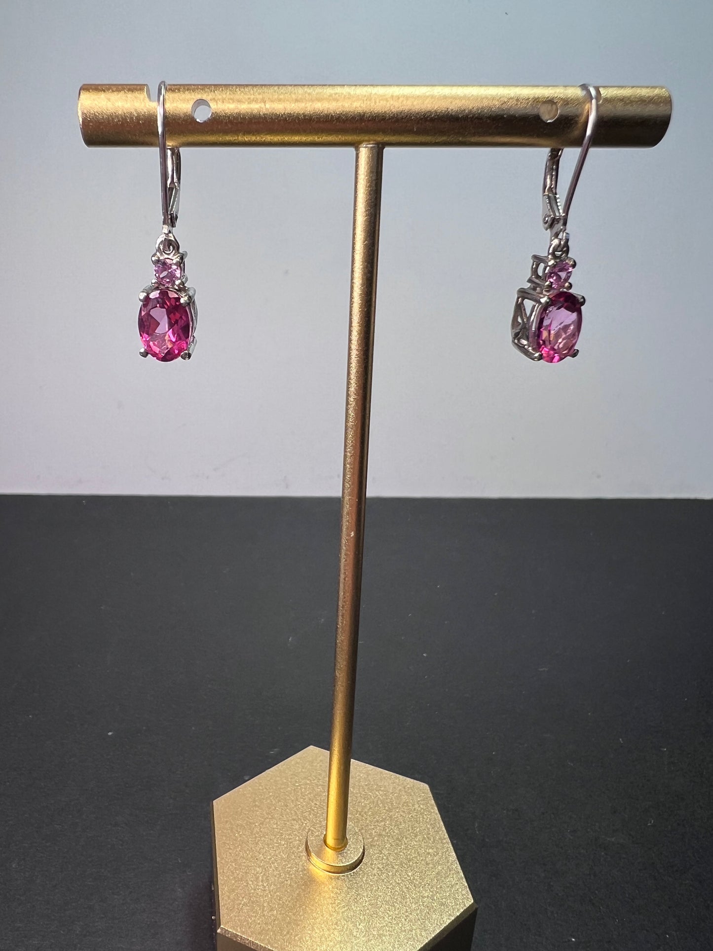 Pink spinel and pink sapphire earrings lever back dangle earrings