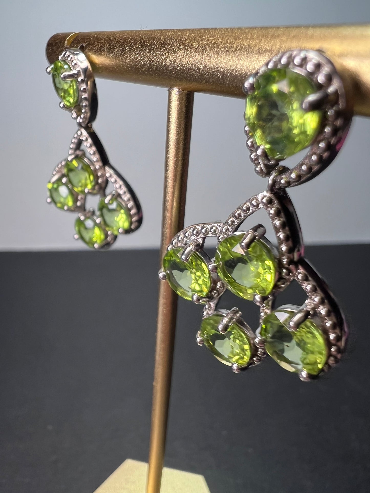 Peridot sterling silver chandelier earrings