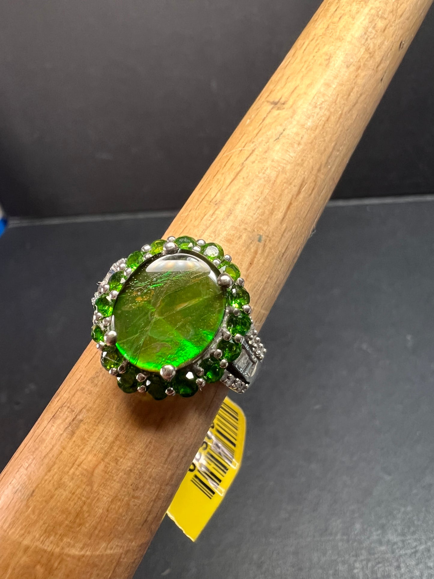NEW with tag ammolite and diamond sterling silver ring size 7