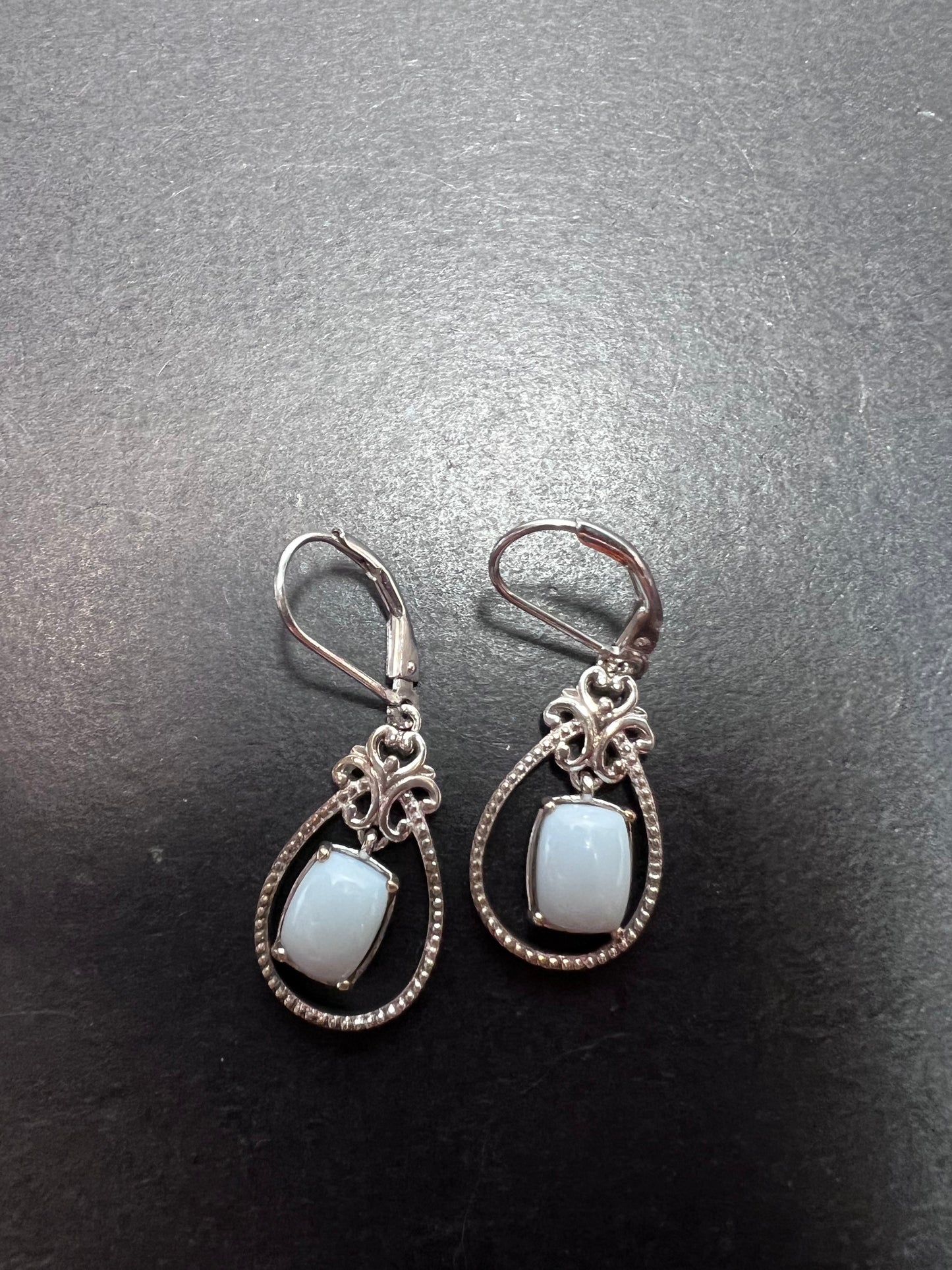 Blue opal Sterling silver dangle earrings