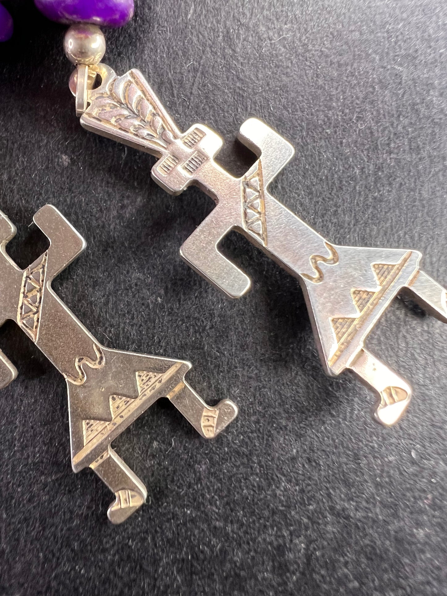 Vintage Sterling Silver Charoite Earrings – Kachina Dancer Dead Stock