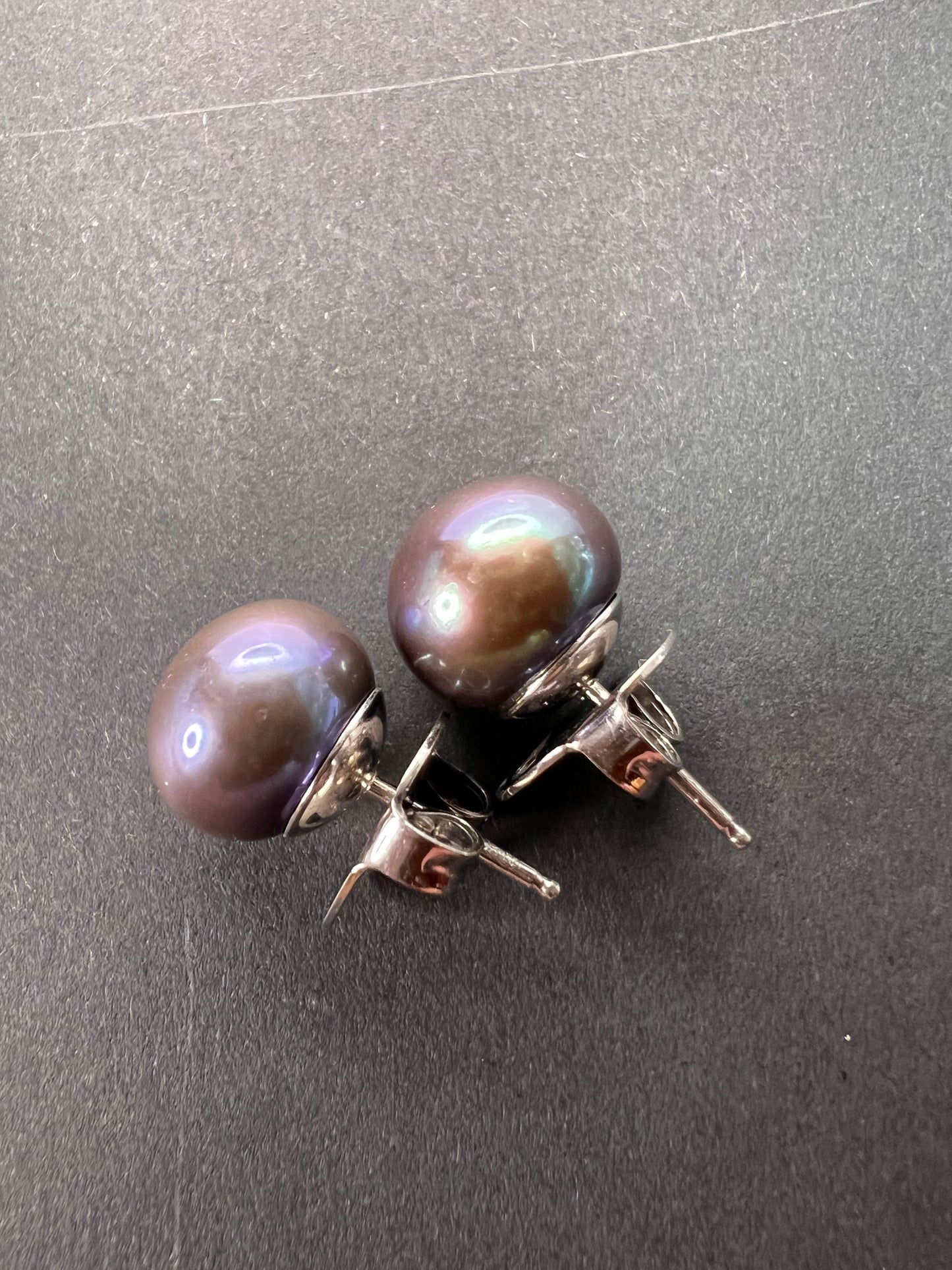 10mm Honora black pearl sterling silver stud earrings