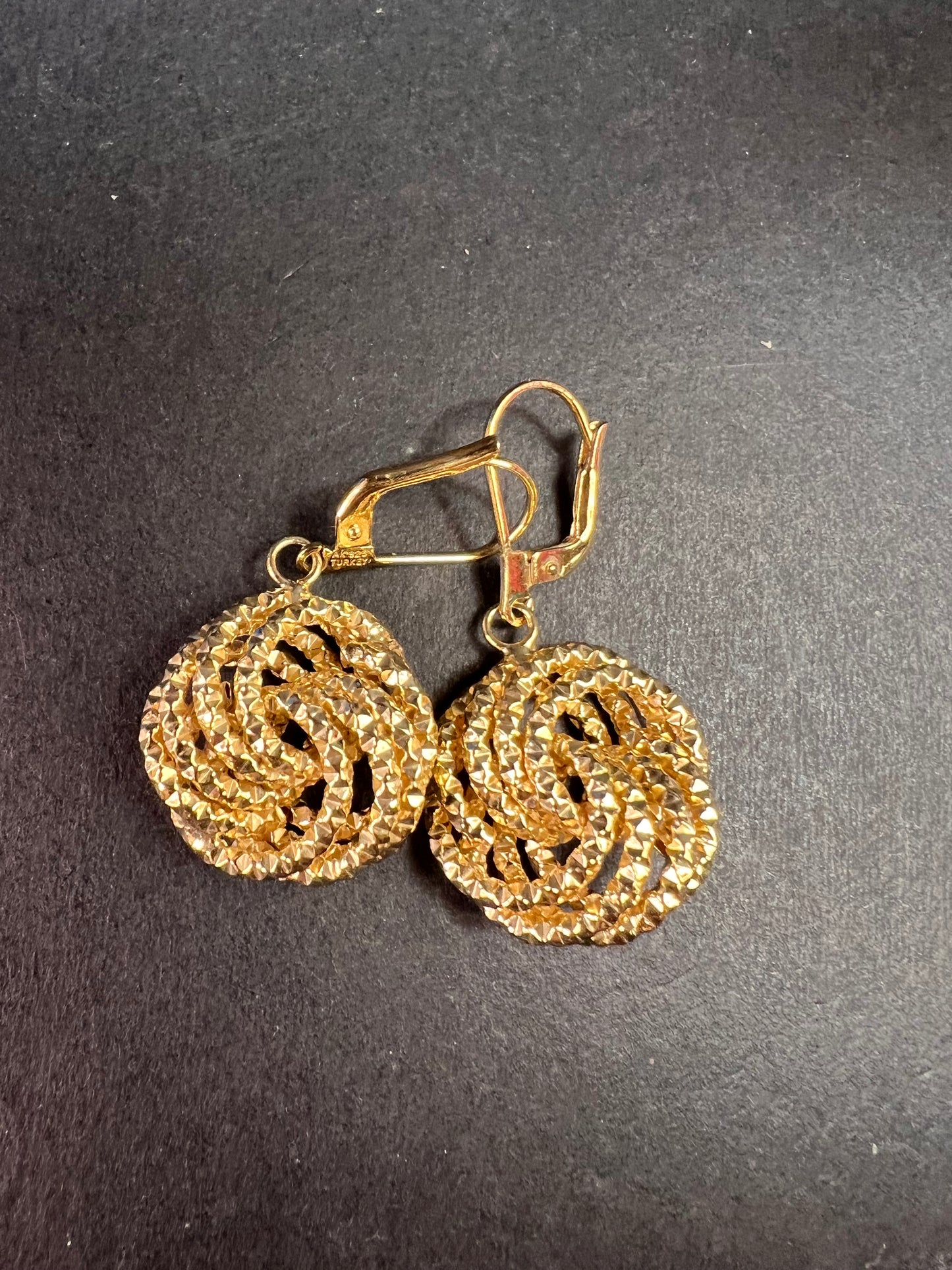 Atasay Kuyumculuk yellow gold over sterling silver Turkish earrings