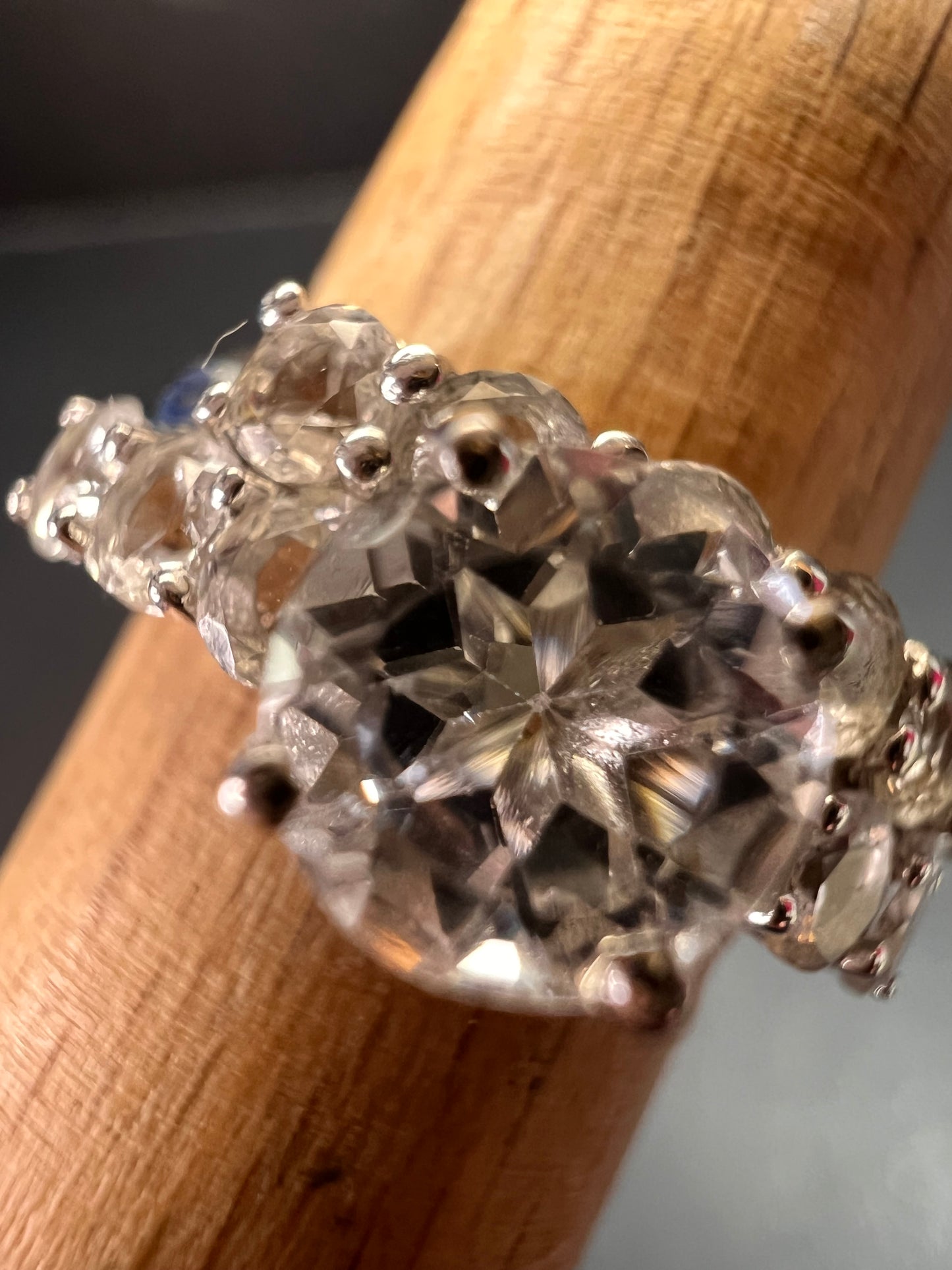 NEW White topaz stackable ring set in platinum over sterling silver size 5