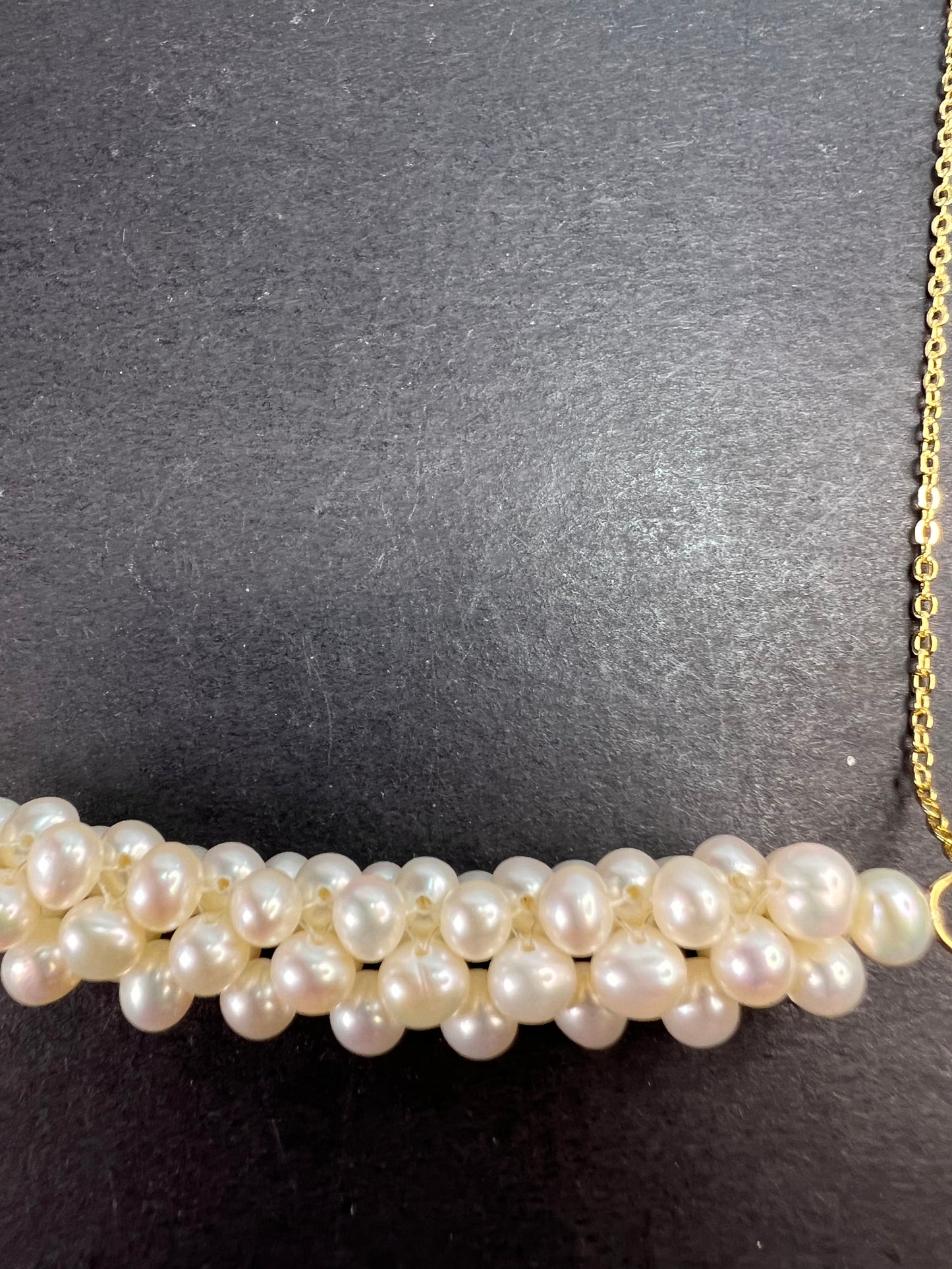 White Cultured Freshwater Pearl 14k Yellow Gold Over Sterling Silver Necklace *NEW*