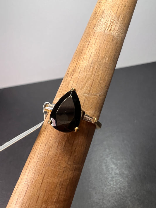 Elite shungite and zircon ring in vermeil YG over Sterling silver size 7 *NEW*