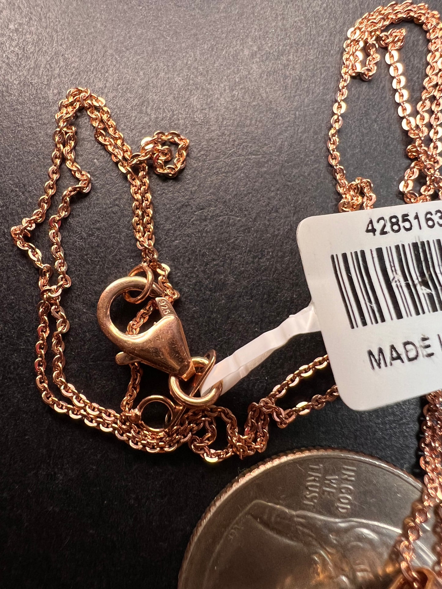 NEW Mahenge pink spinel and brown zircon art deco style pendant in rose gold over sterling silver