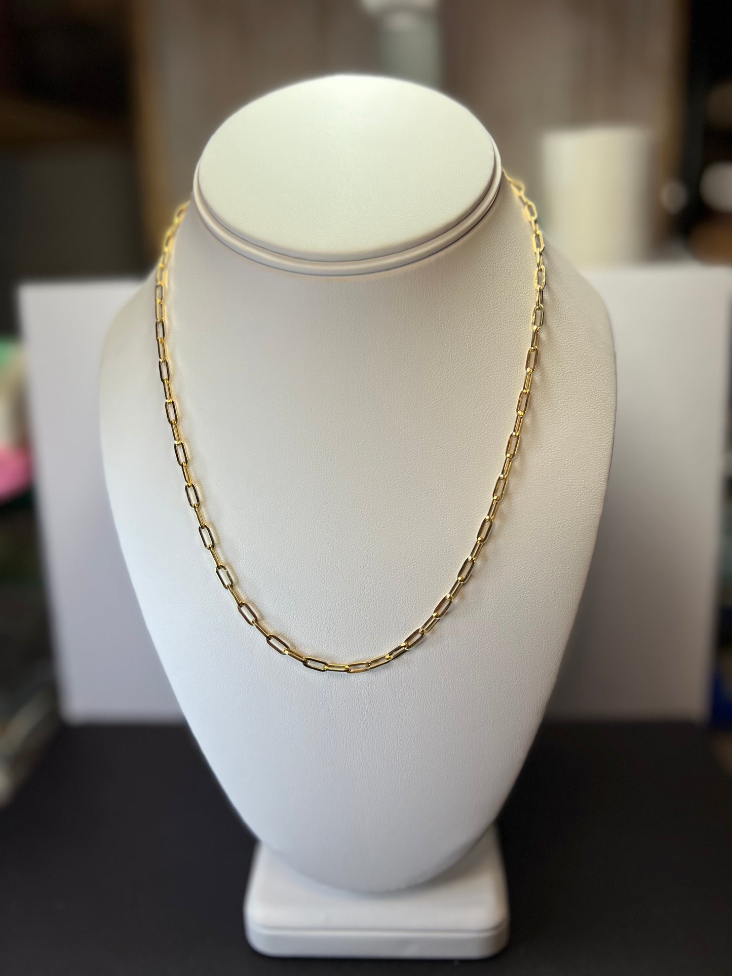 10K Yellow Gold Paper Clip Necklace 18 inches 3.63 Grams