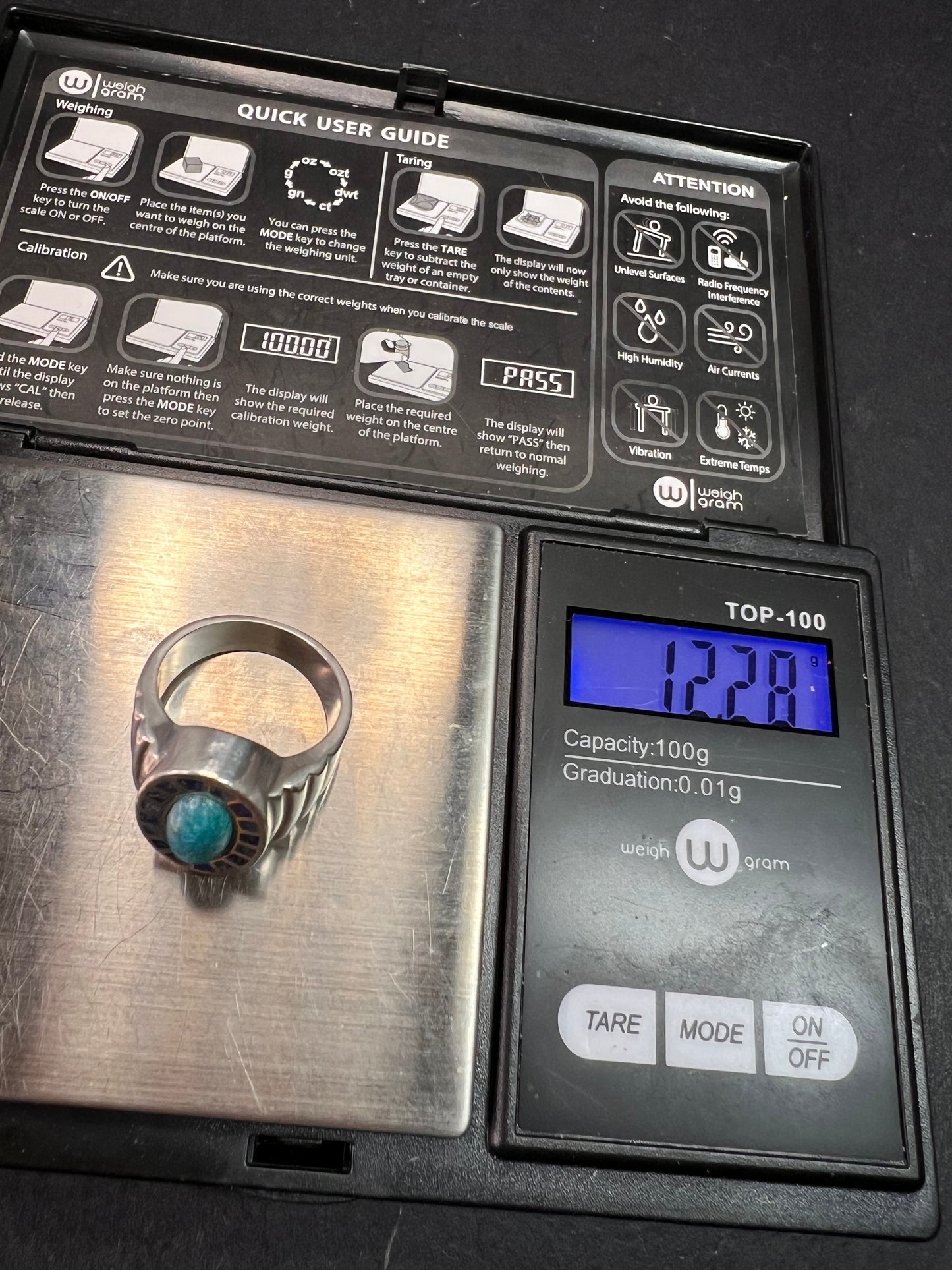 Vintage Sterling Silver Coleman Co. Turquoise & Lapis Mosaic Inlay Ring – Size 7