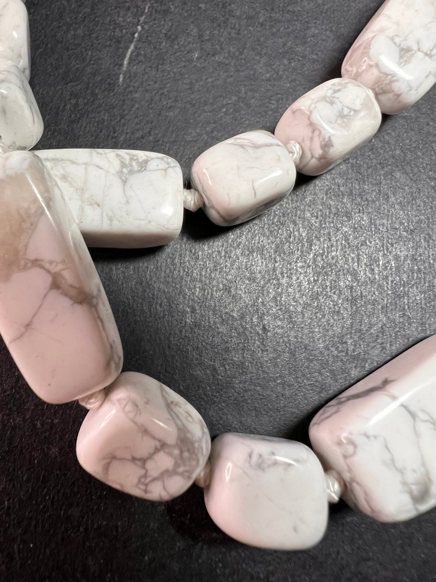 NEW howlite 36 inch knotted necklace with sterling silver clasp