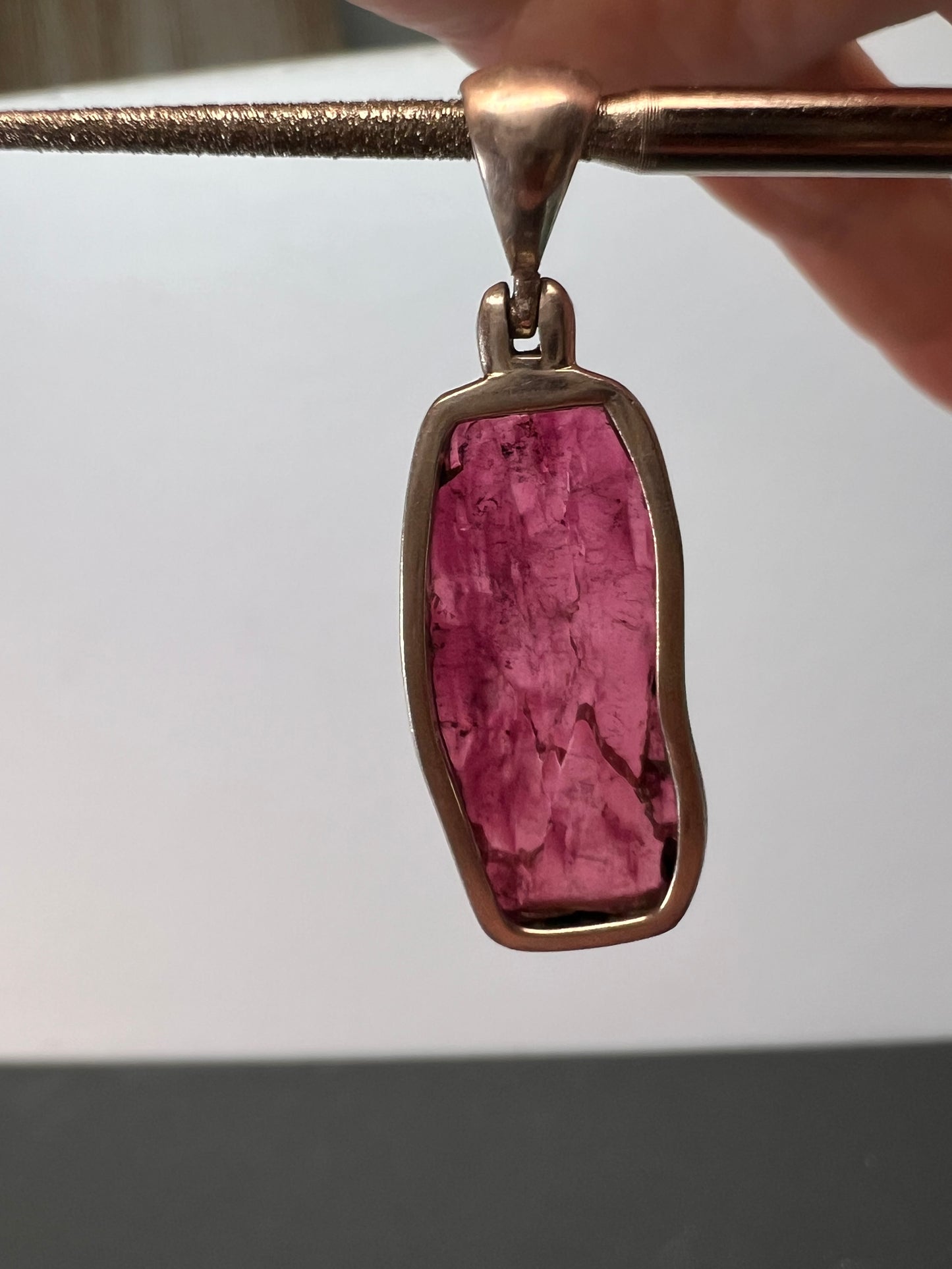 NEW Pink tourmaline sterling silver pendant 2.71 grams