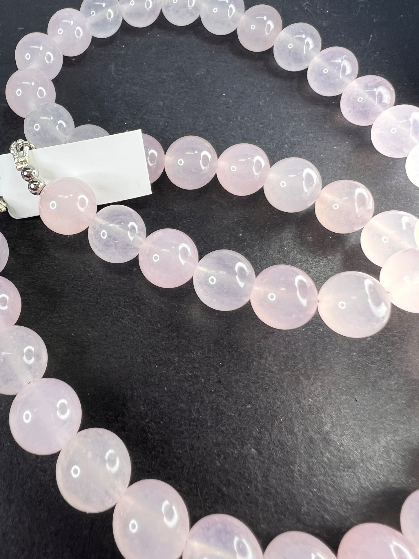 Rose quartz beaded 18 inch necklace with sterling silver clasp *NEW*