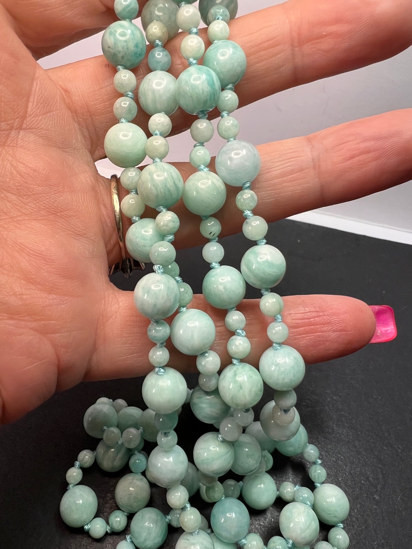 Amazonite knotted 36 inch endless necklace