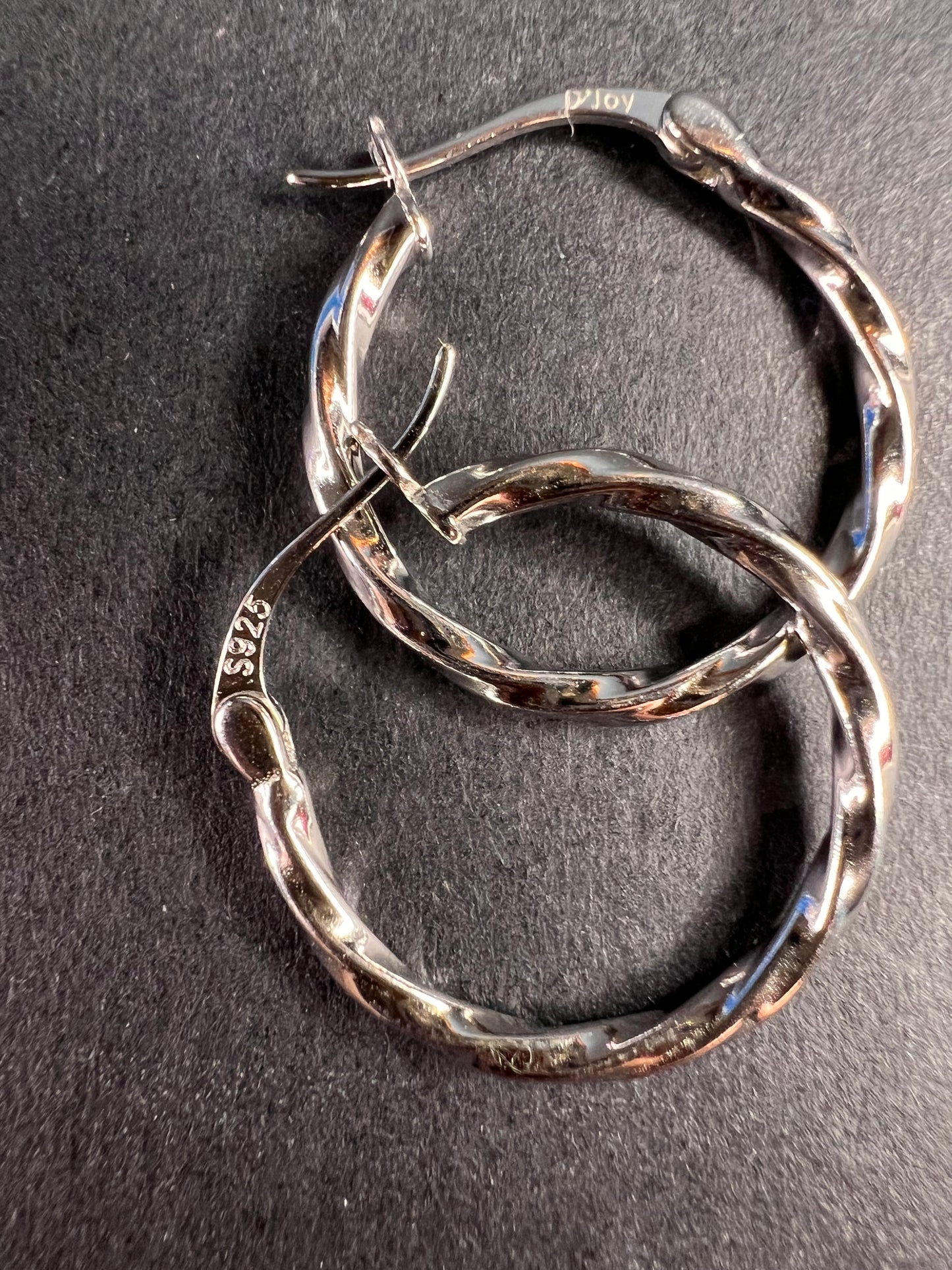 NEW sterling silver rhodium plate twisted hoop earrings