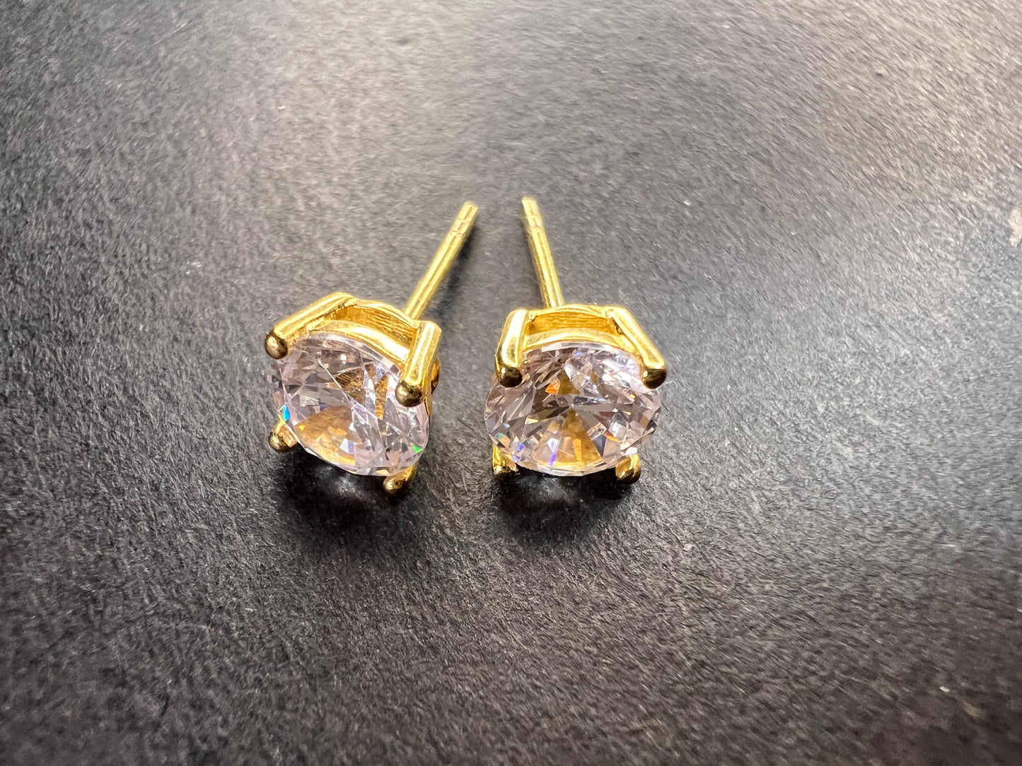 5.5mm CZ stud earrings in gold over sterling silver