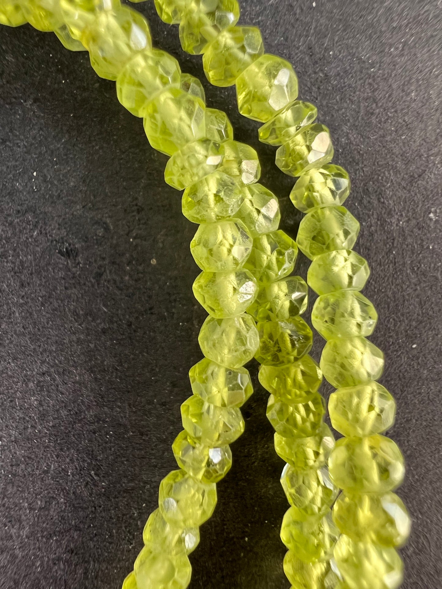 Layered peridot necklace with sterling silver clasp