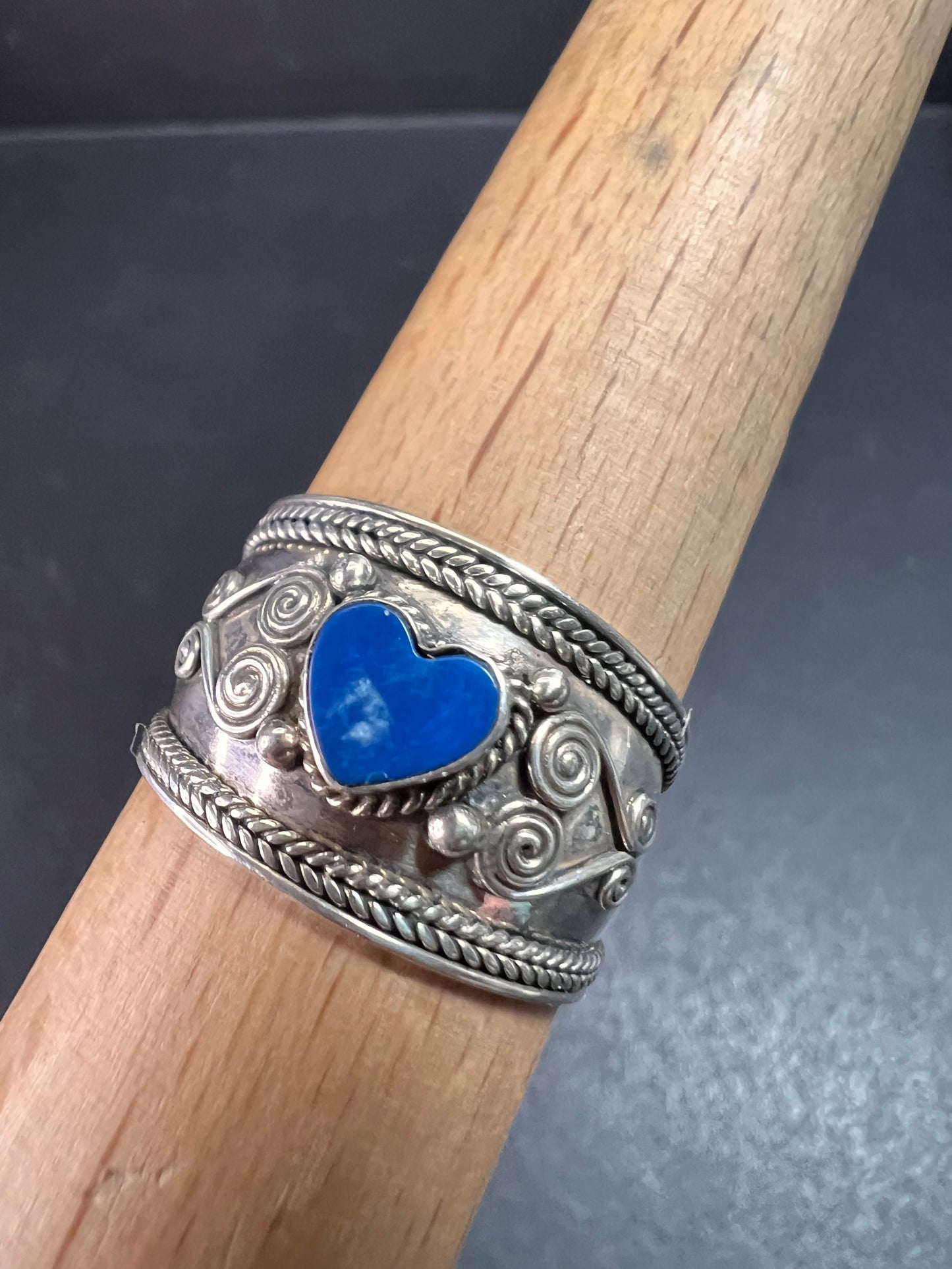 Vintage Sterling Silver Heart Ring | Indonesian Artisan | Size 10–10.25