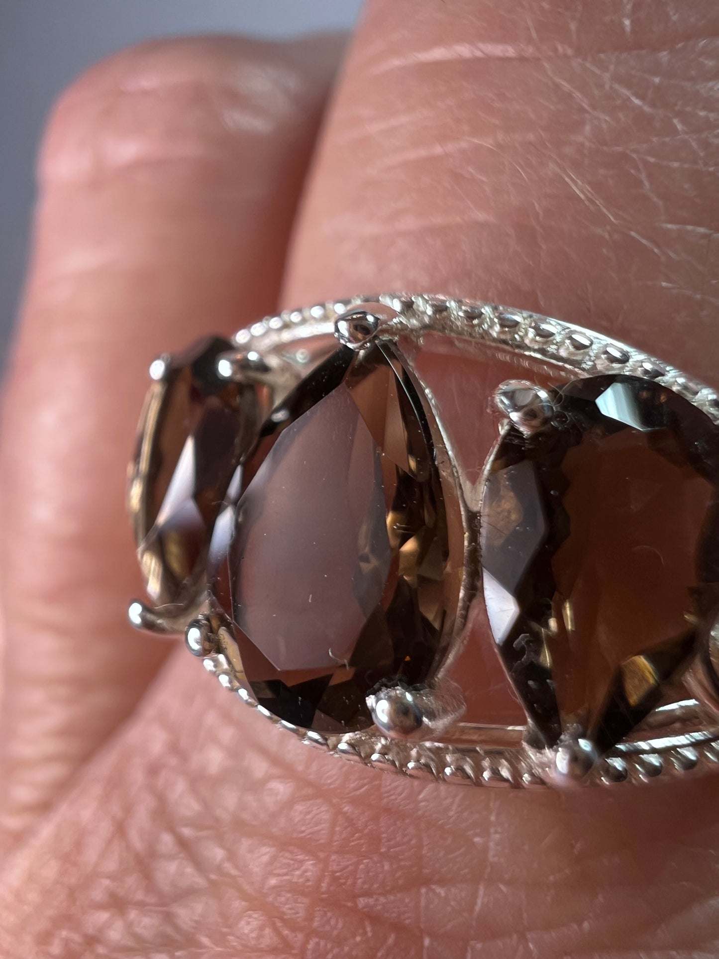 Smoky quartz and sterling silver ring size 9