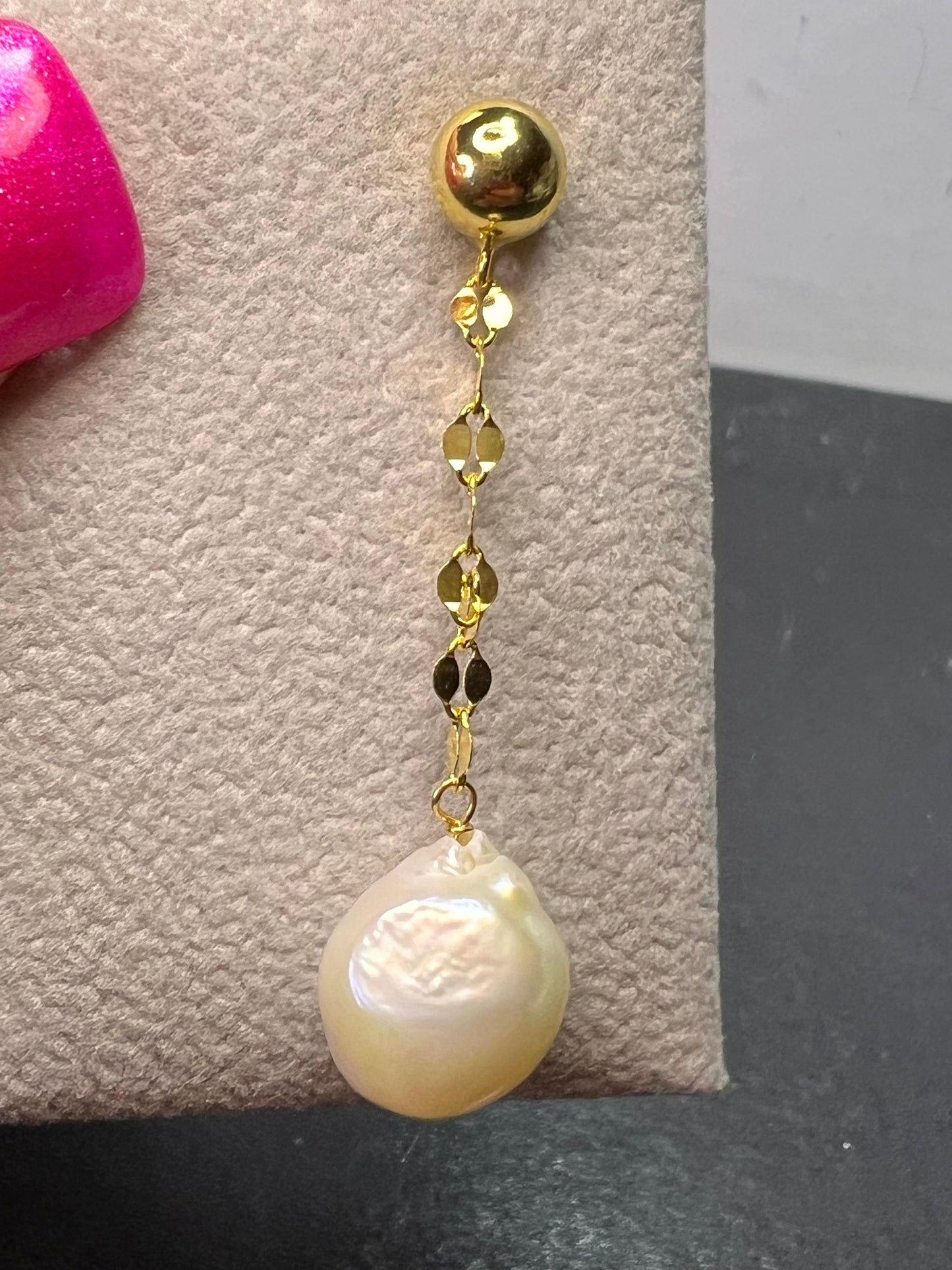 White Cultured Freshwater Pearl 18k Yellow Gold Over Sterling Silver Earrings