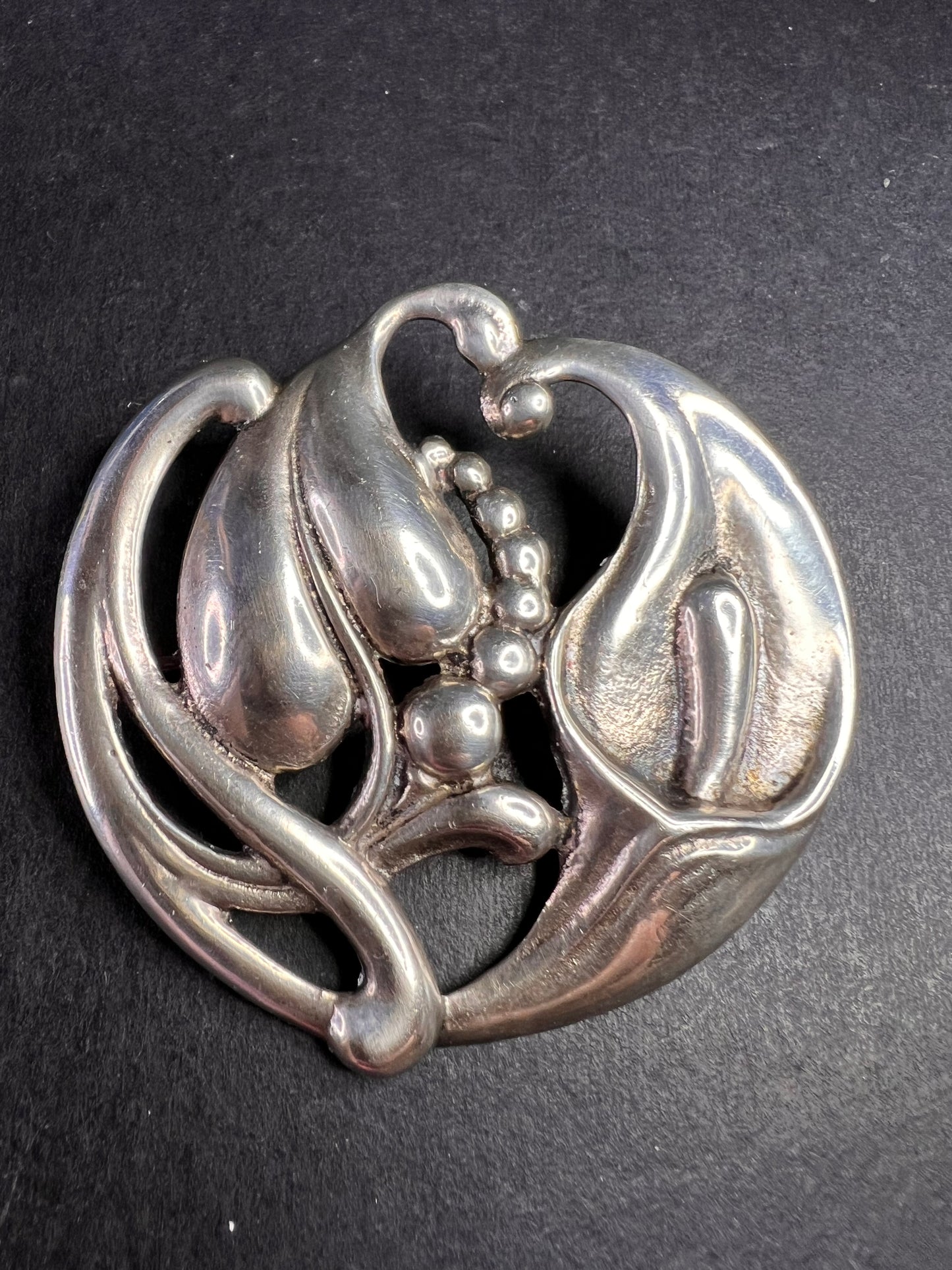 Vintage 1940s VIKING CRAFT Sterling Silver CALLA LILLY BROOCH