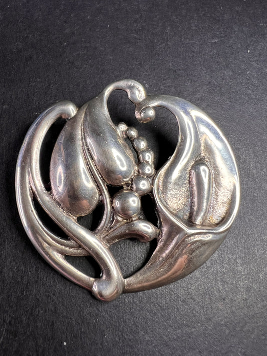 Vintage 1940s VIKING CRAFT Sterling Silver CALLA LILLY BROOCH