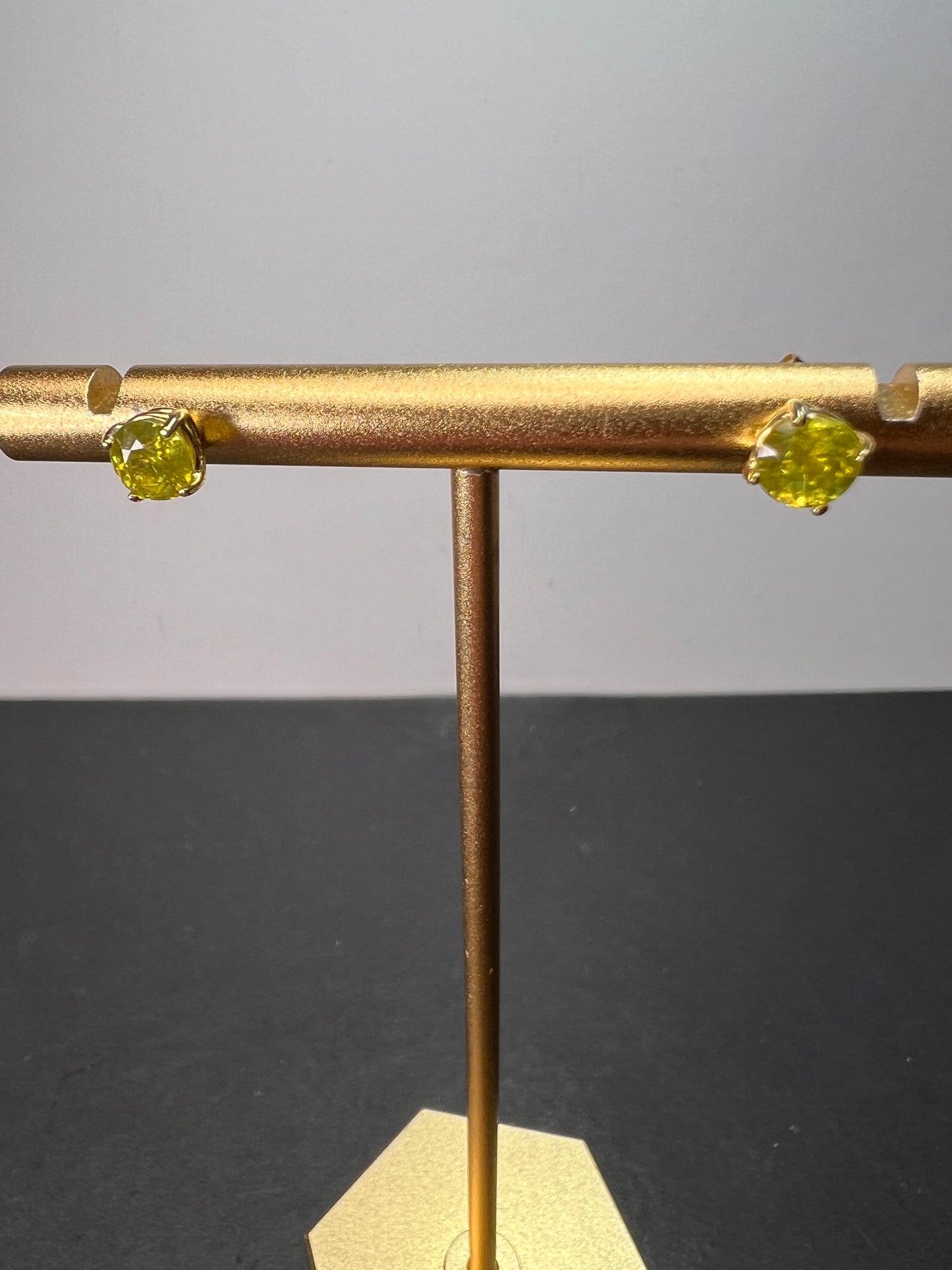 14k yellow gold AAA sava sphene stud earrings