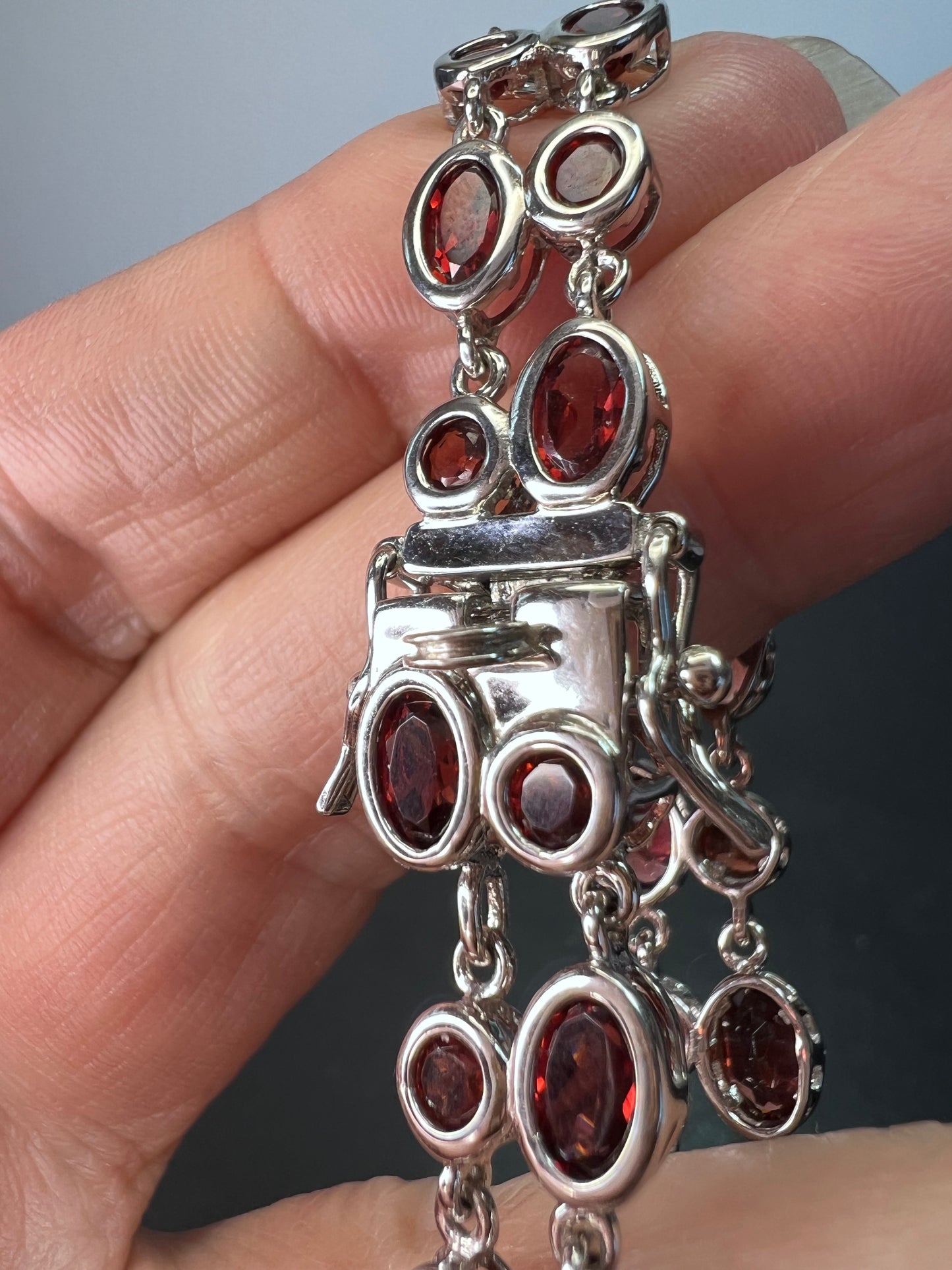 Garnet and Sterling silver bubble bracelet