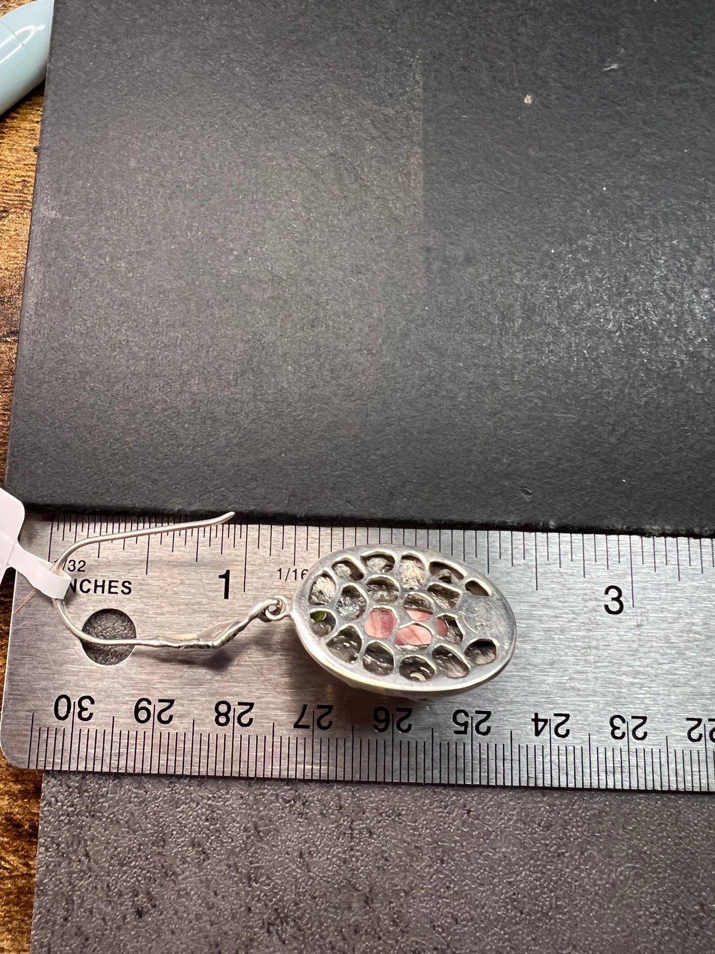 NEW Bali rhodochrosite multi gem sterling silver earrings