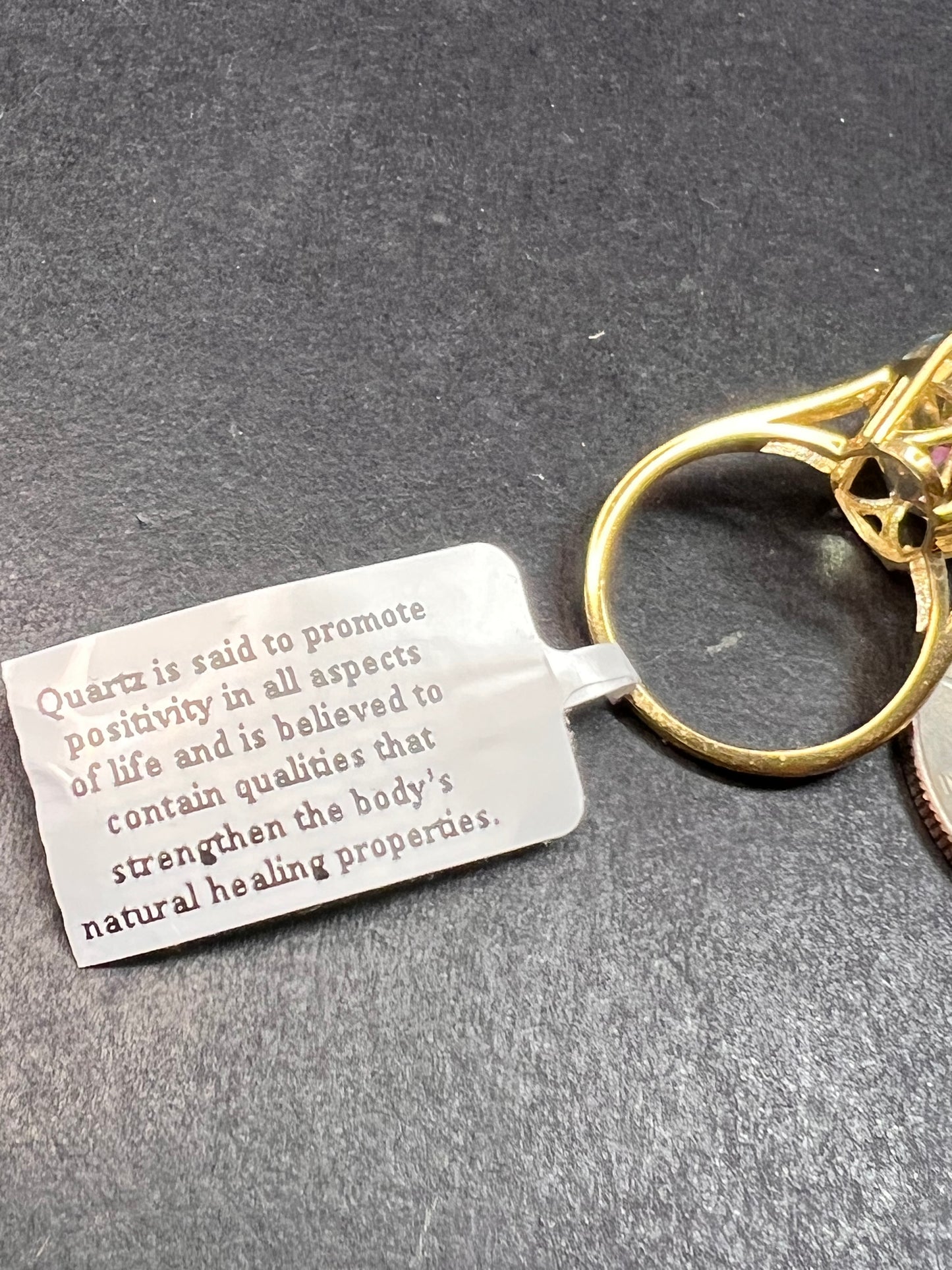 NEW Mystic Quartz ring in gold over sterling silver size 7