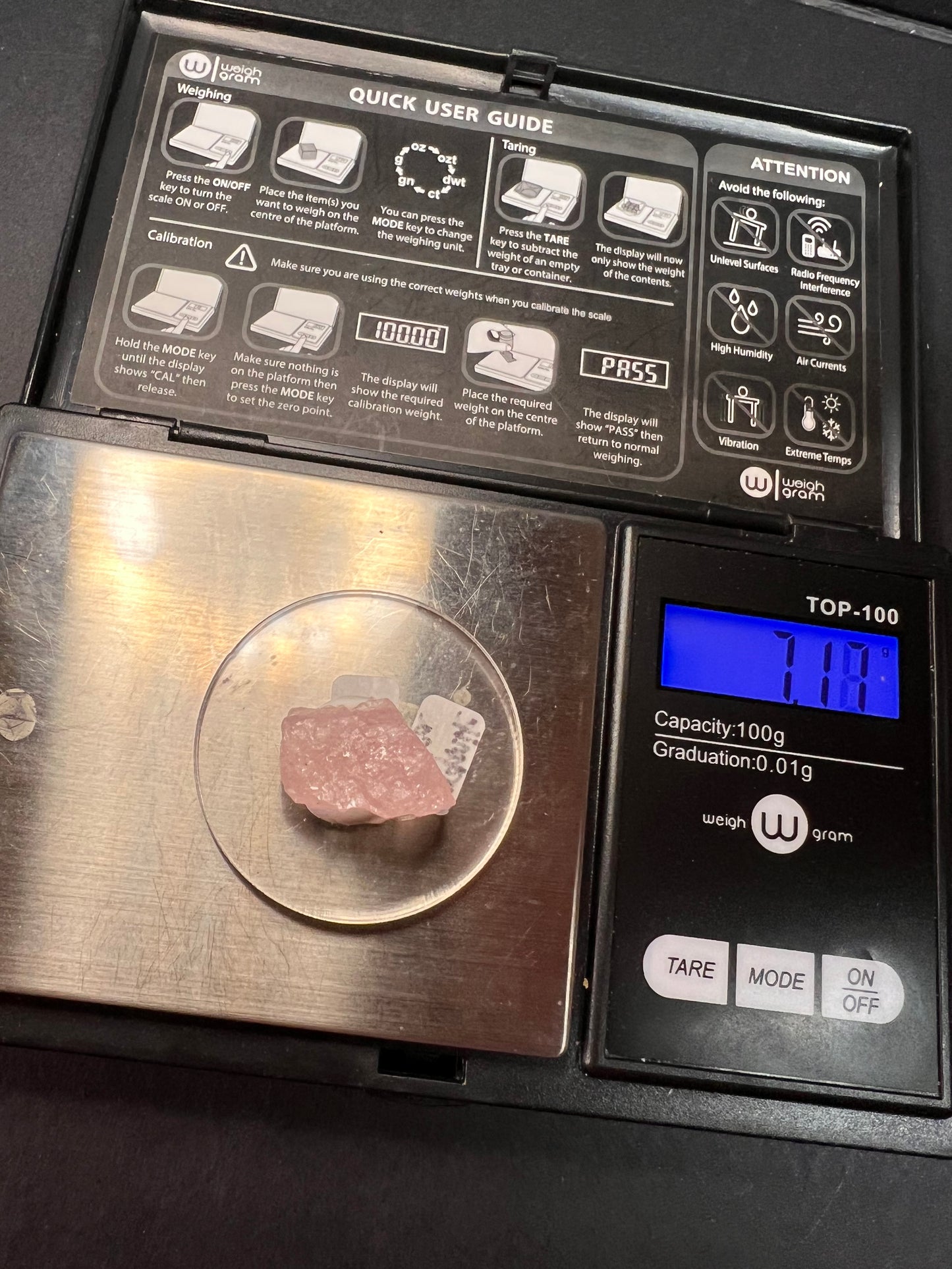 Rough African morganite specimen 7.17 grams