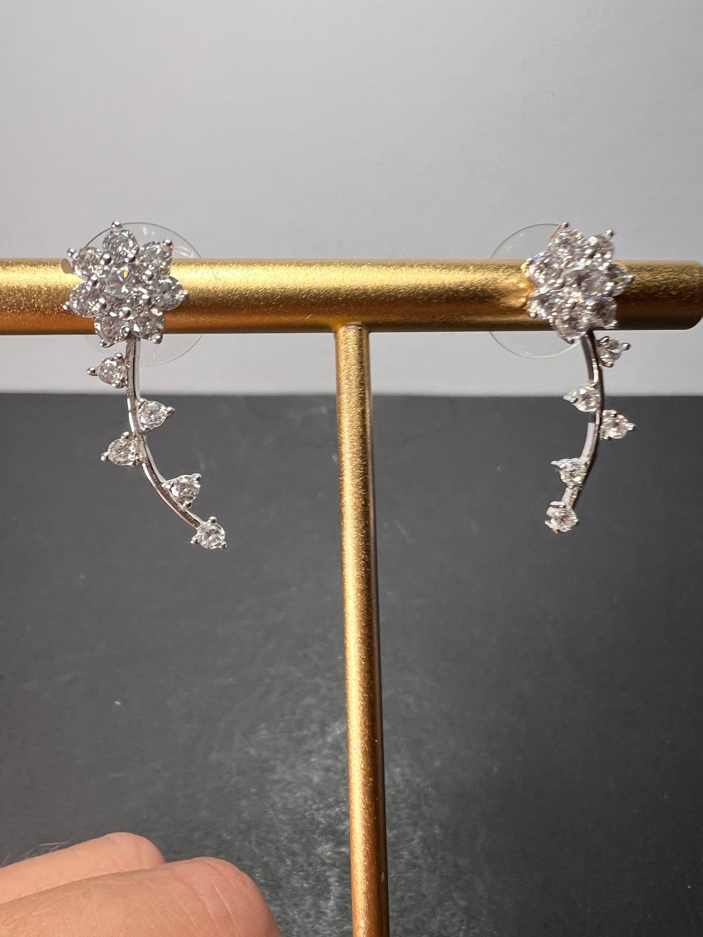 White Cubic Zirconia Rhodium Over Sterling Silver Climber Earrings 2.71ctw