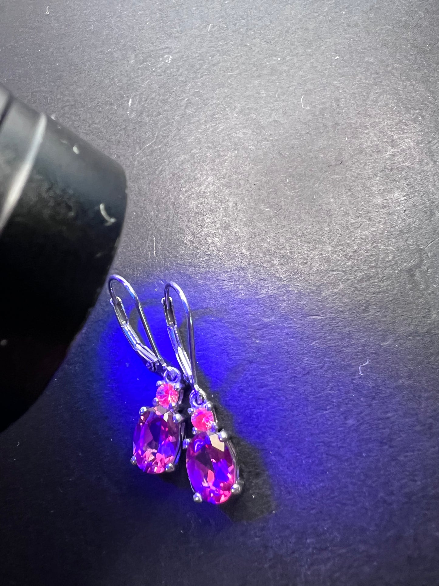 Pink spinel and pink sapphire earrings lever back dangle earrings