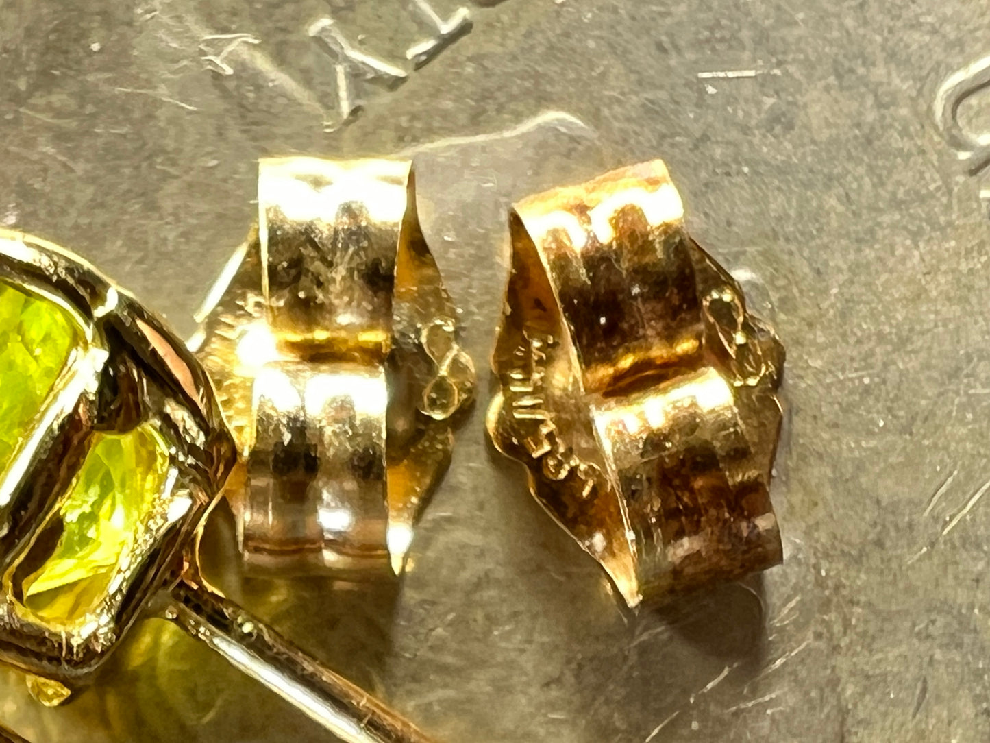 Rare Sphene Titanite Stud Earrings in 14k Yellow Gold