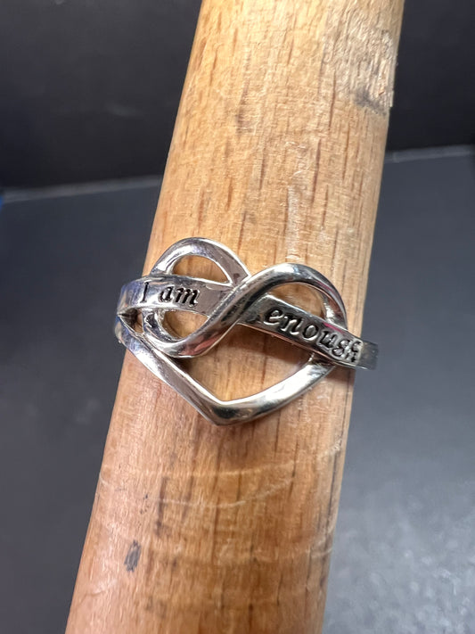 Vintage eternity heart You Are Enough ring size 6