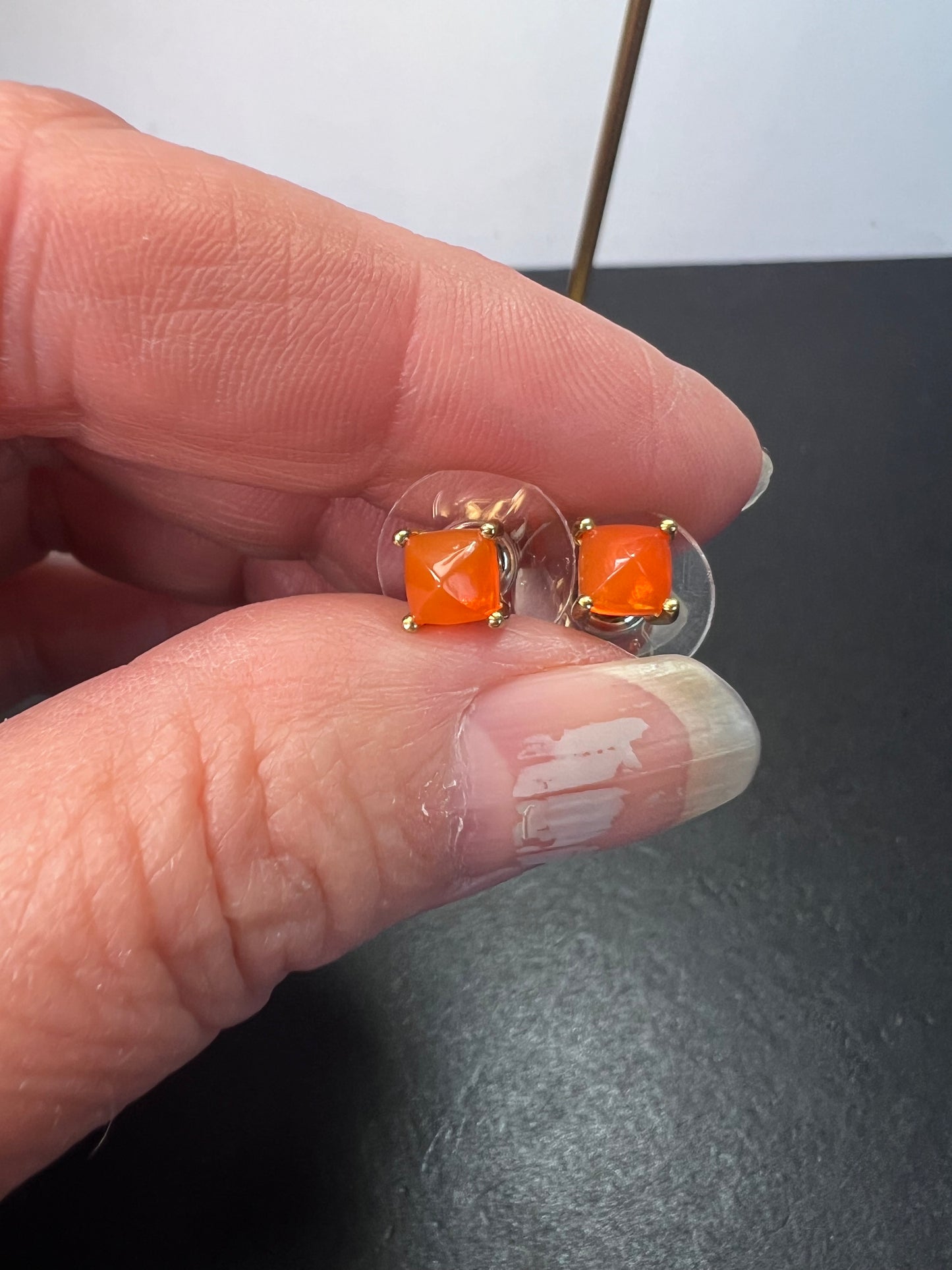 Jalisco fire opal vermeil stud earrings