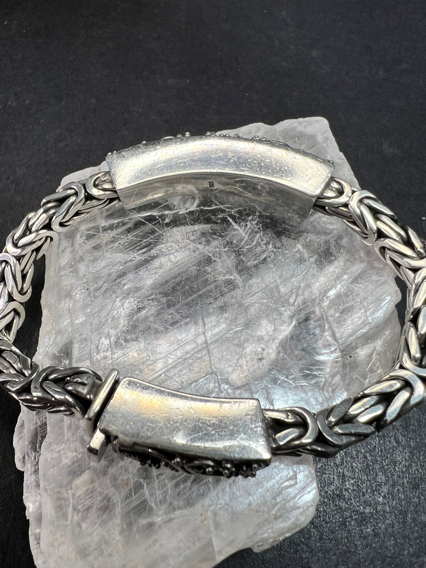 Sterling Silver 925 Borobudur Byzantine Bracelet 7.75–8” 52.19g