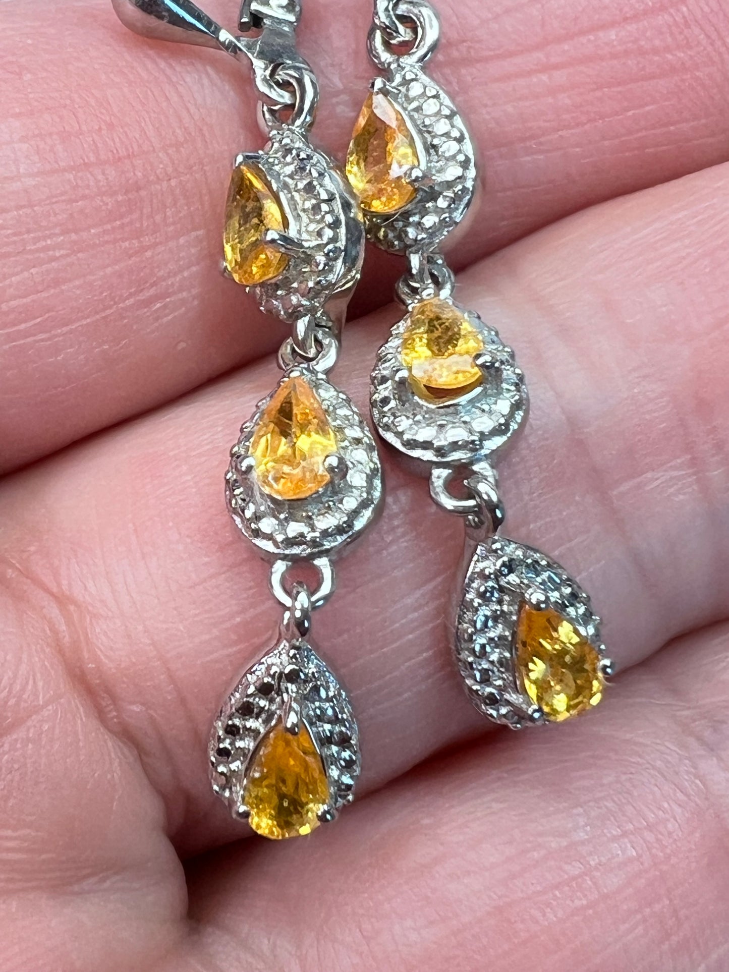 Mandarin garnet and sterling silver dangle earrings